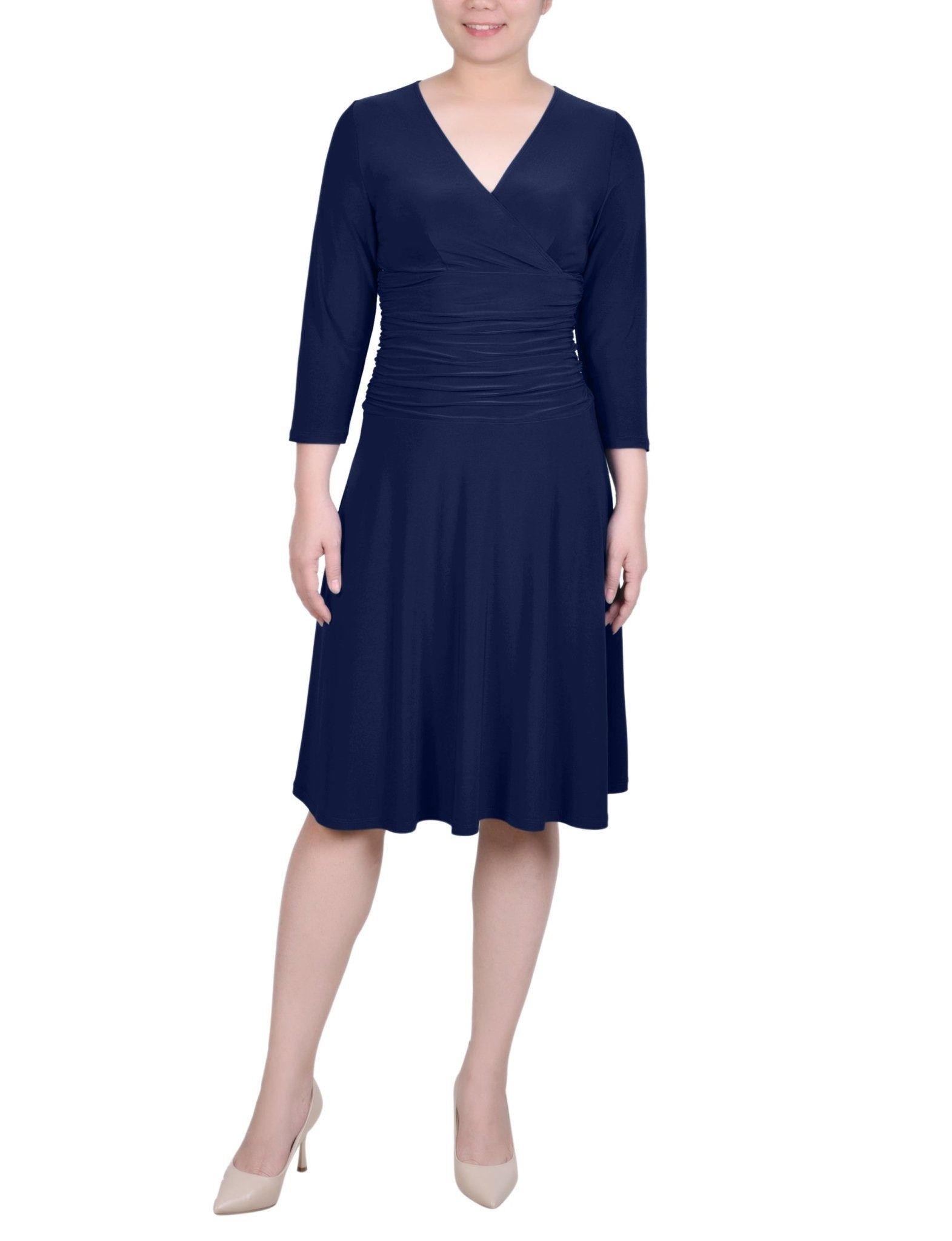 3/4 Length Sleeve Rouched-Waist Dress - Petite sold by Dress Barn product image thumbnail 5