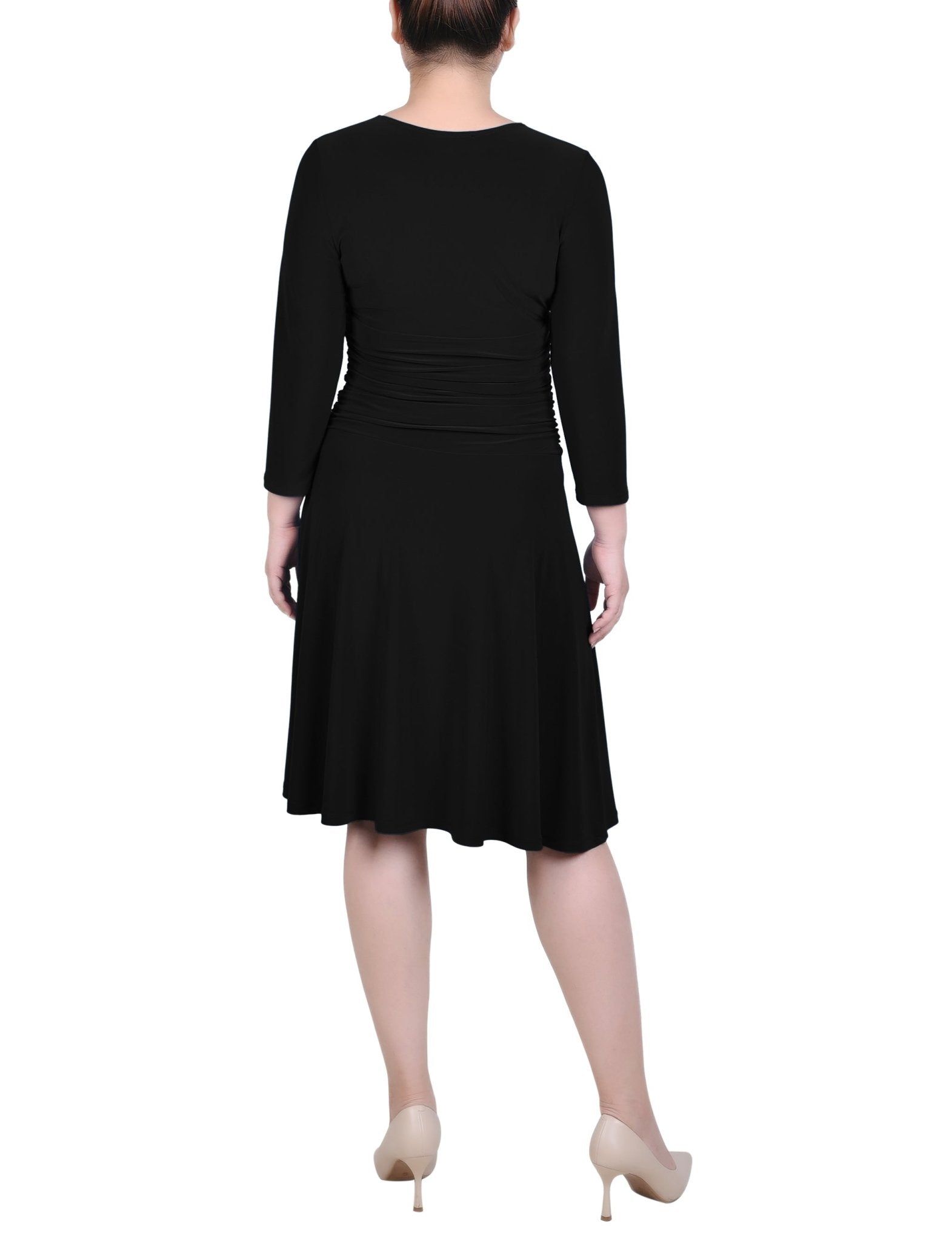 3/4 Length Sleeve Rouched-Waist Dress - Petite sold by Dress Barn product image thumbnail 4