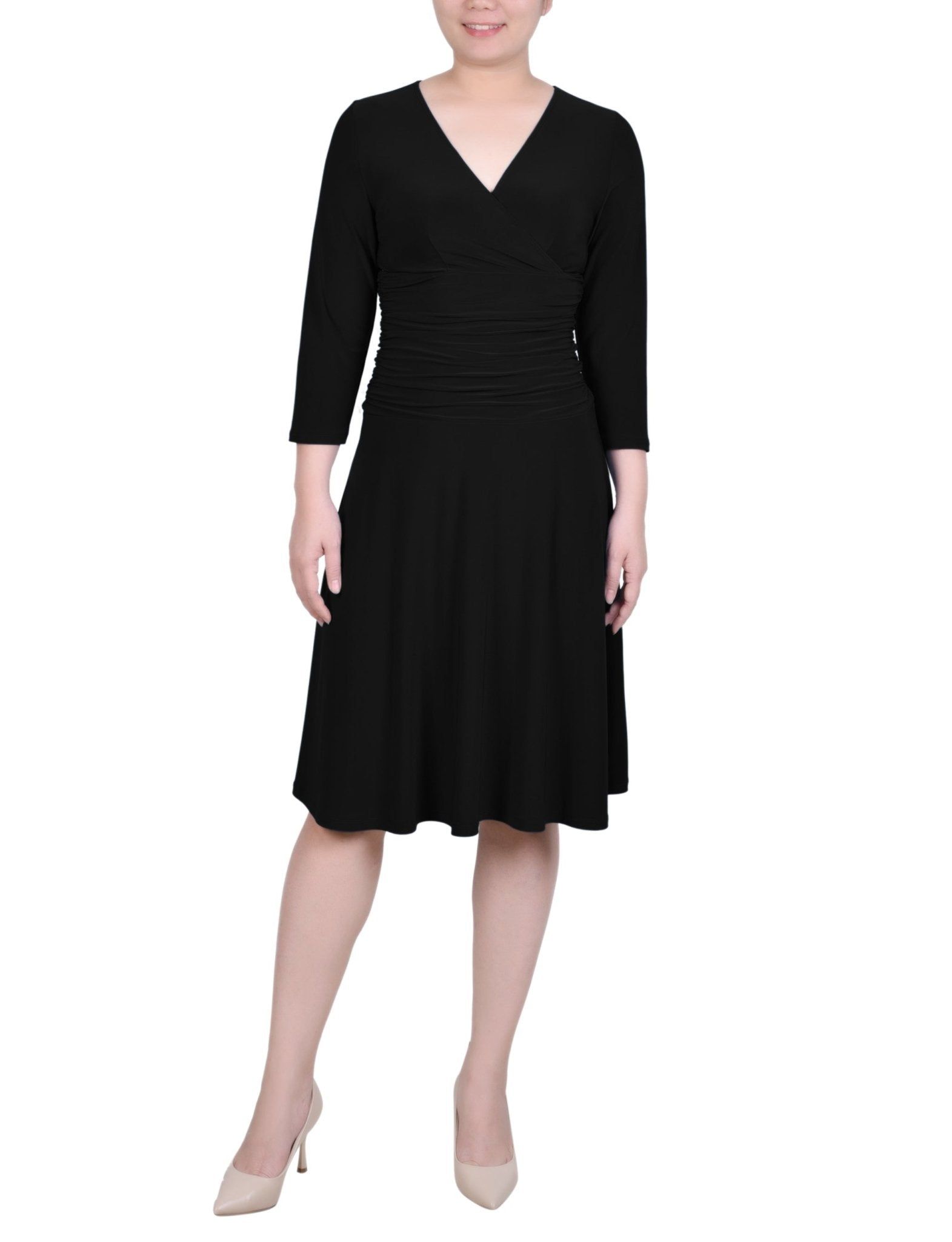3/4 Length Sleeve Rouched-Waist Dress - Petite sold by Dress Barn