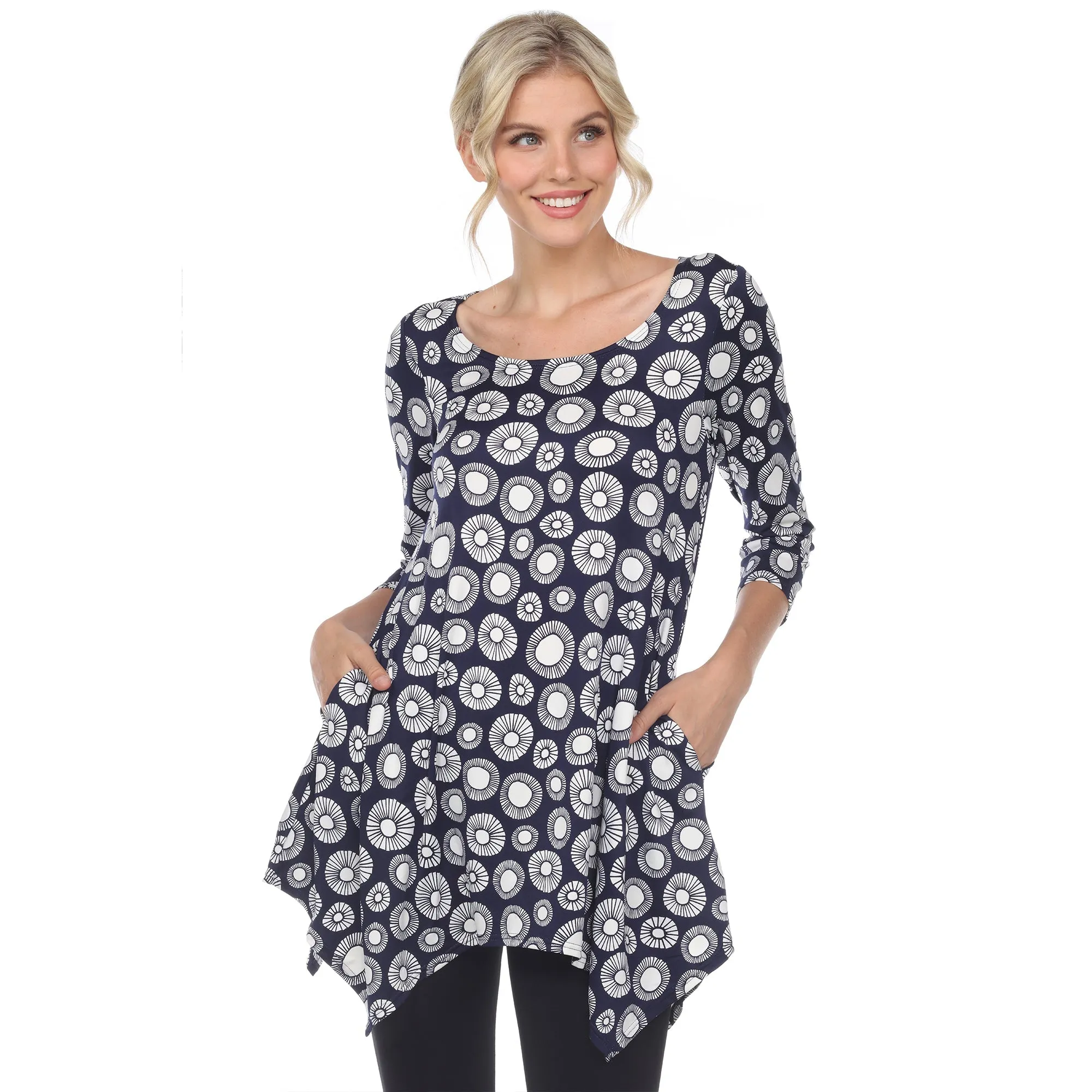 Printed Geometric Circle Tunic Top sold by Dress Barn