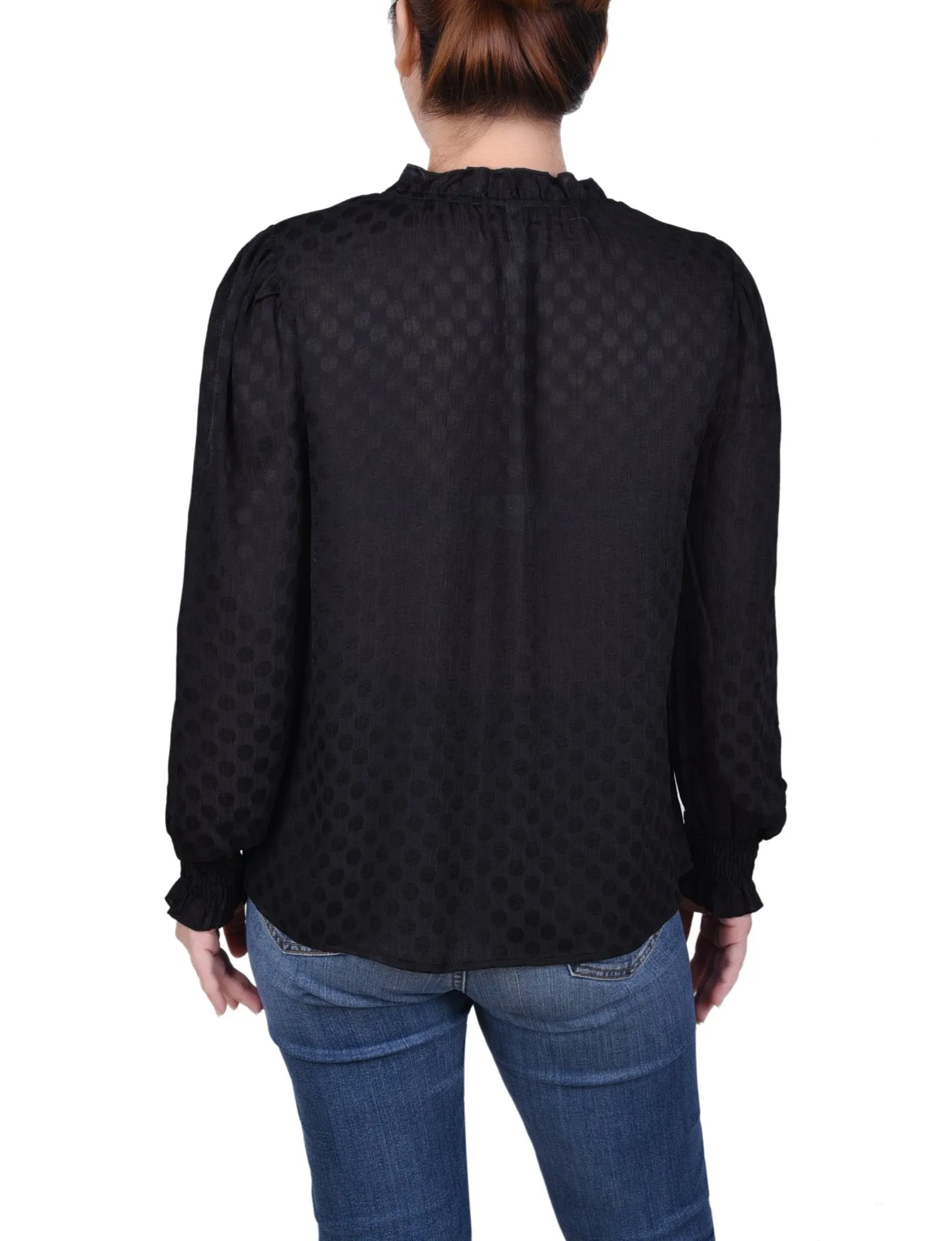 Long Sleeve Smocked Cuff Blouse - Petite sold by Dress Barn product image thumbnail 3