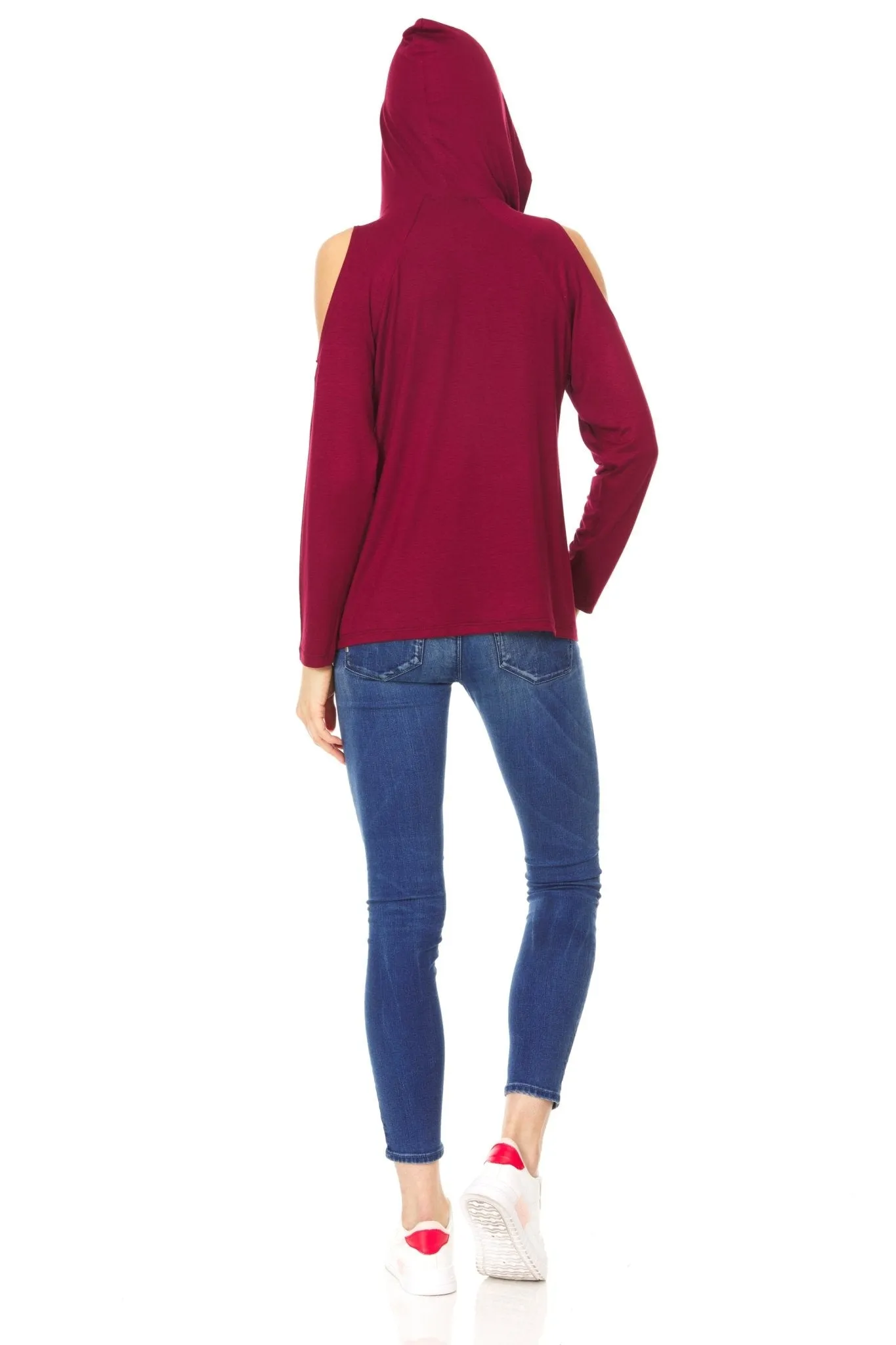 Long Sleeves Casual Knit Top with Hood and Cut out shoulders sold by Dress Barn product image thumbnail 2