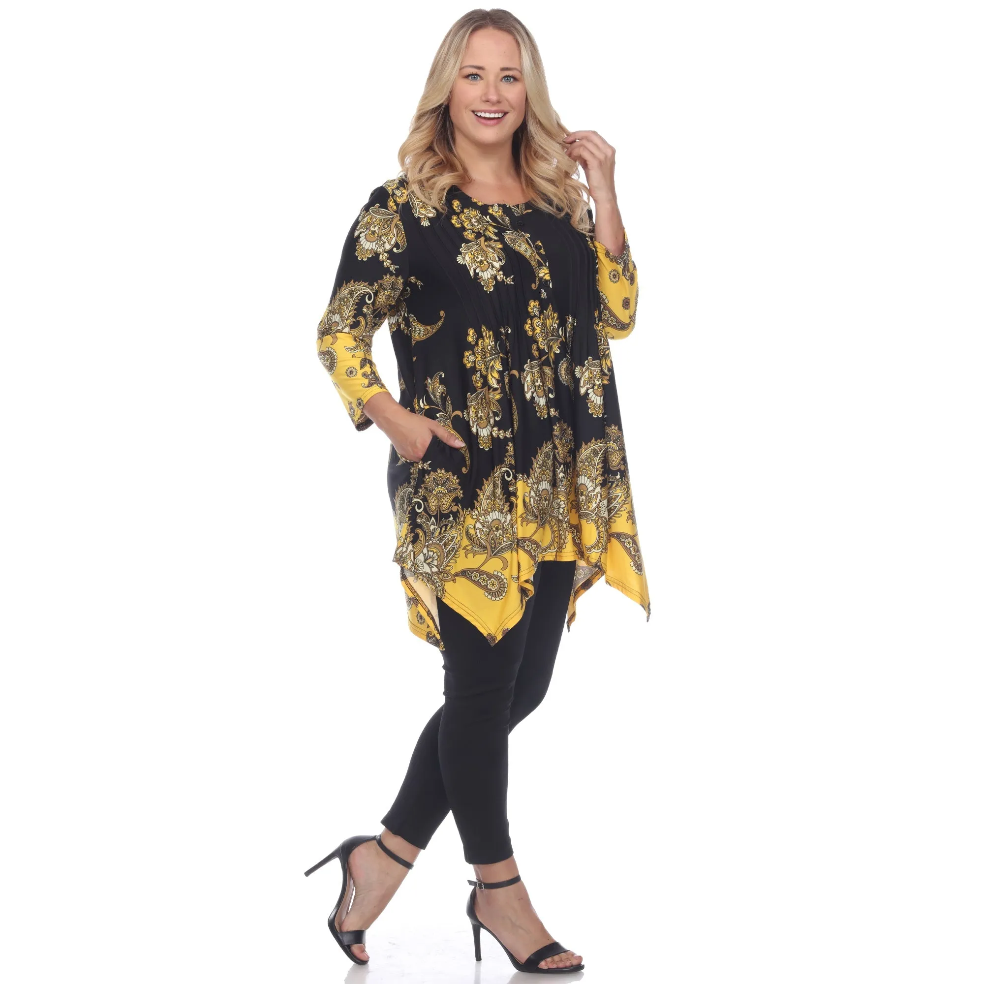 Floral Chain Printed Tunic Top with Pockets - Plus sold by Dress Barn product image thumbnail 3