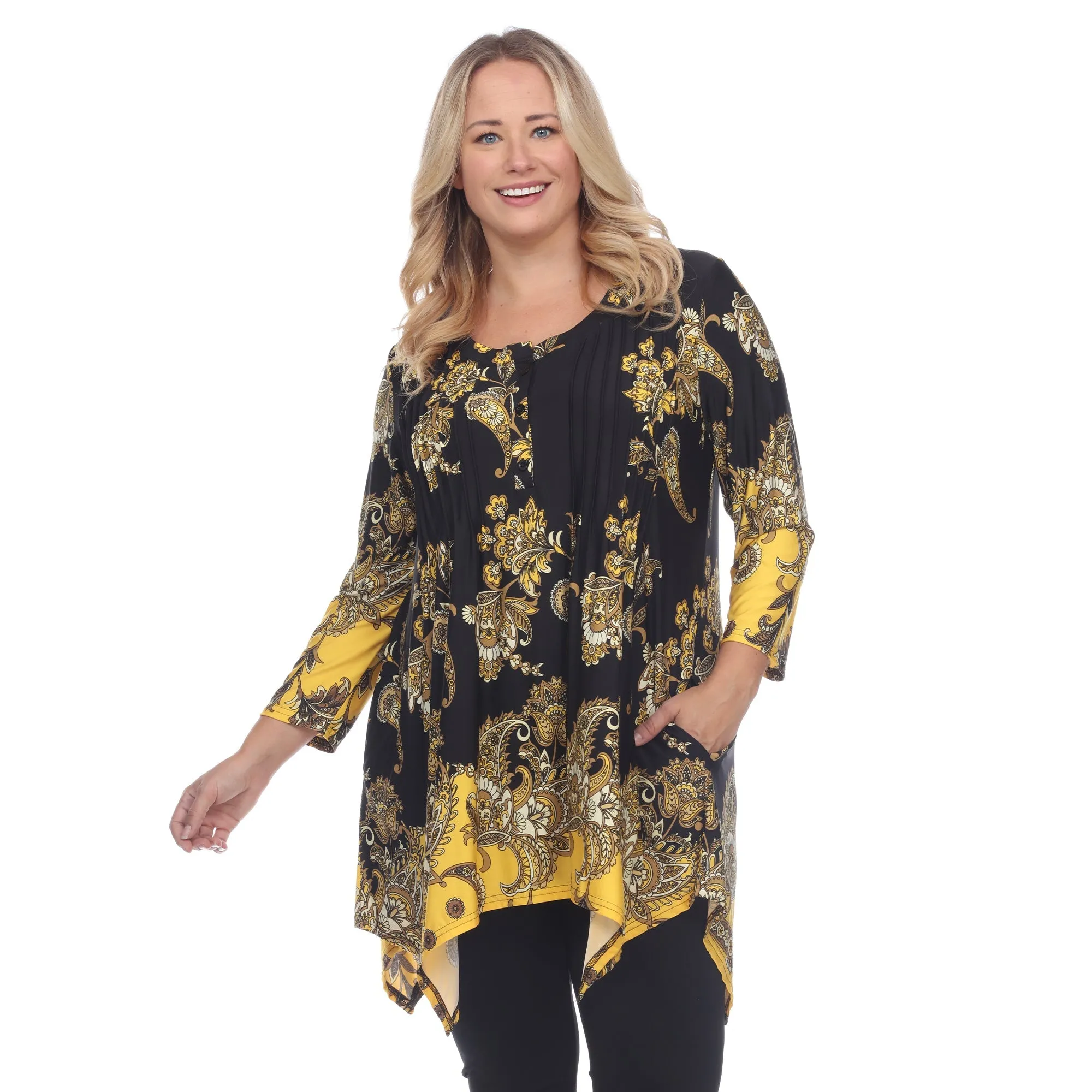 Floral Chain Printed Tunic Top with Pockets - Plus sold by Dress Barn