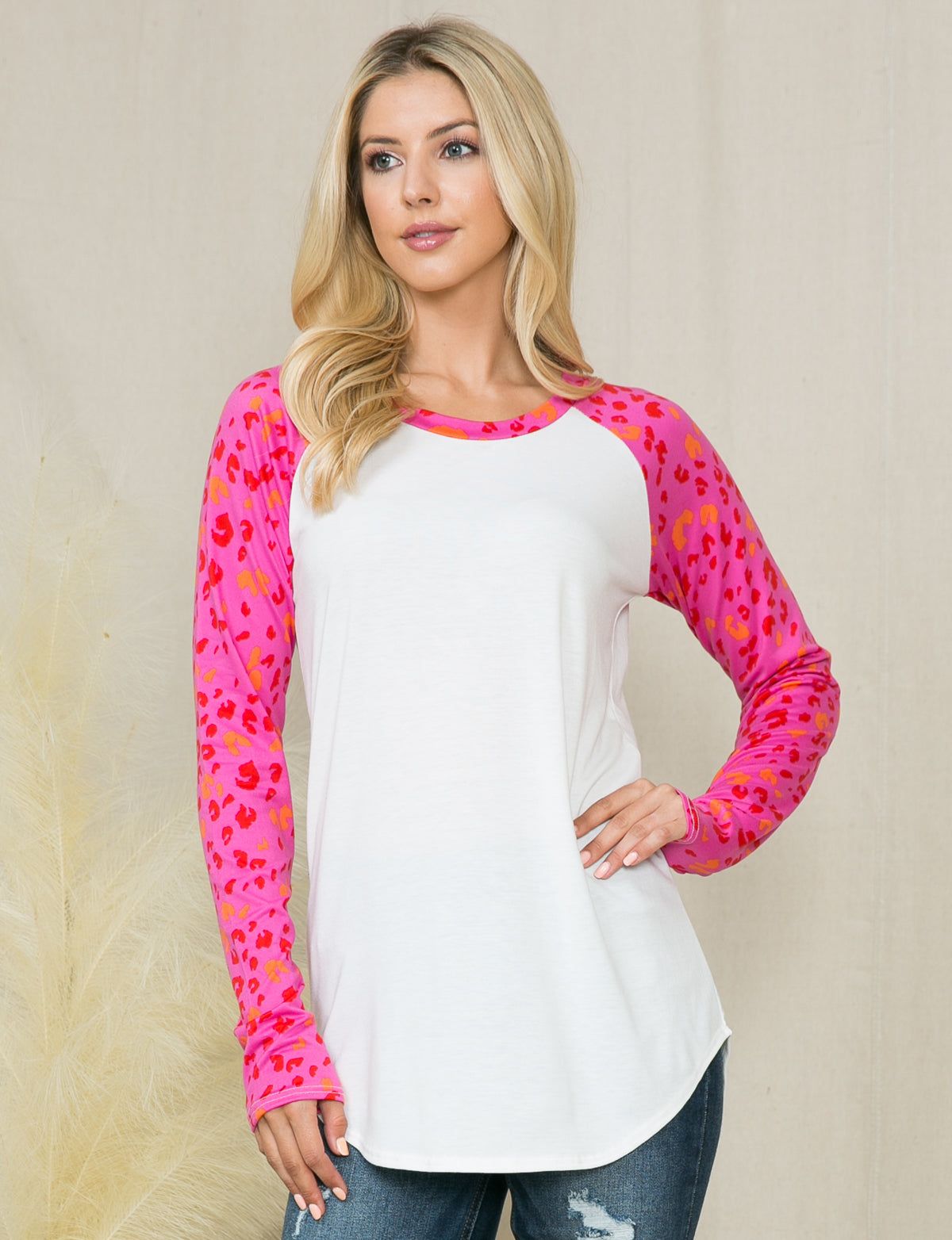 Printed Contast Sleeve Top sold by Dress Barn