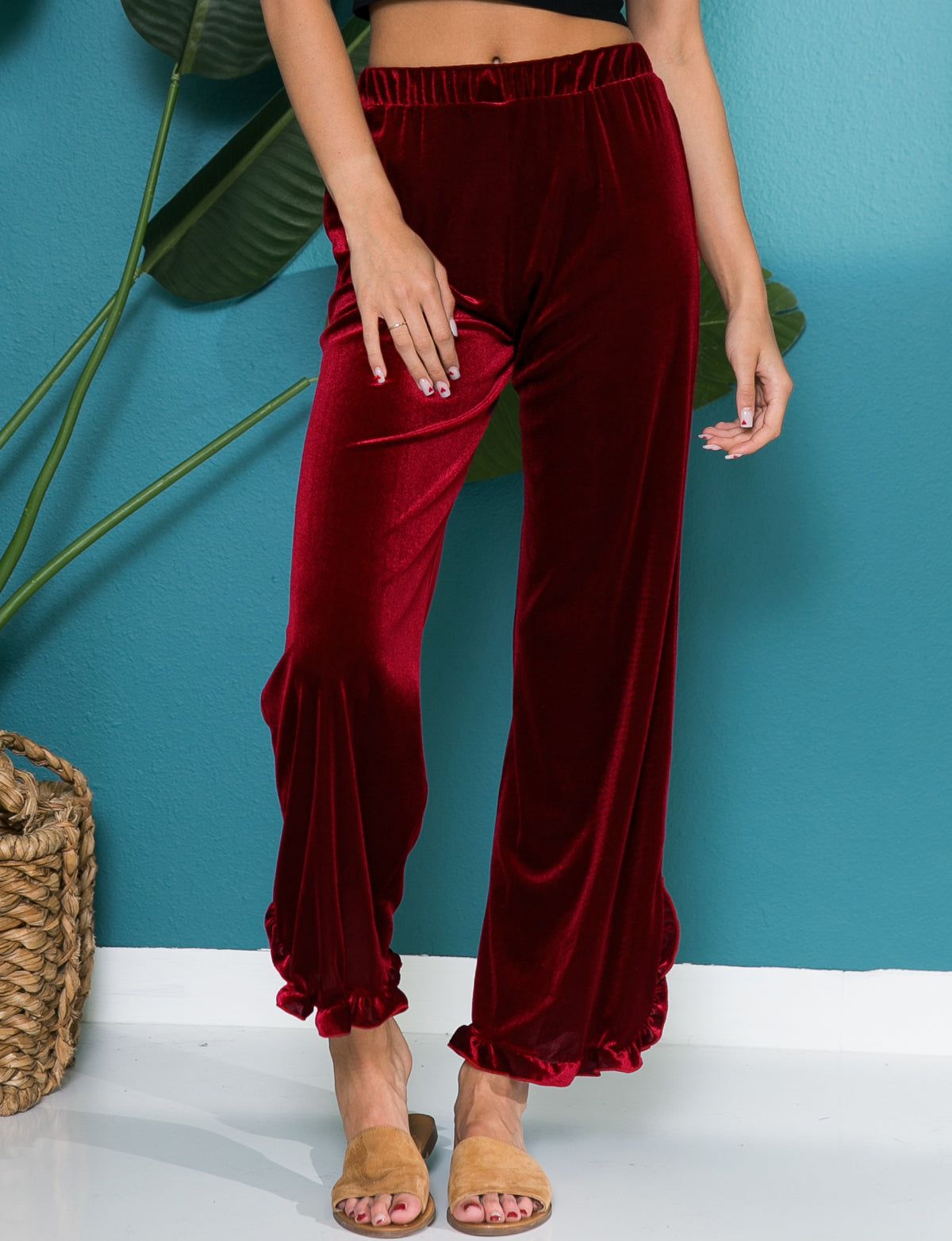 Comfy Velvet Ruffle Hem Pants sold by Dress Barn product image thumbnail 5