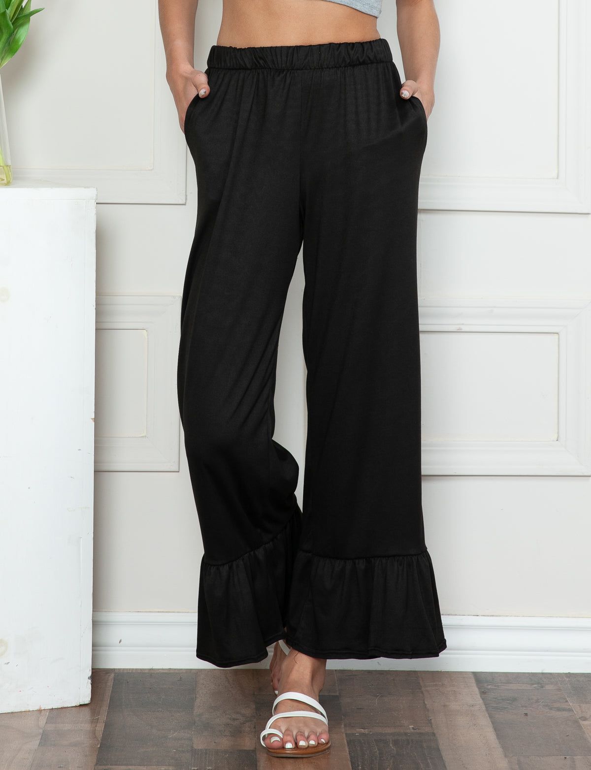 Ruffled Hem Lounge Flare Pants - Plus sold by Dress Barn product image thumbnail 2