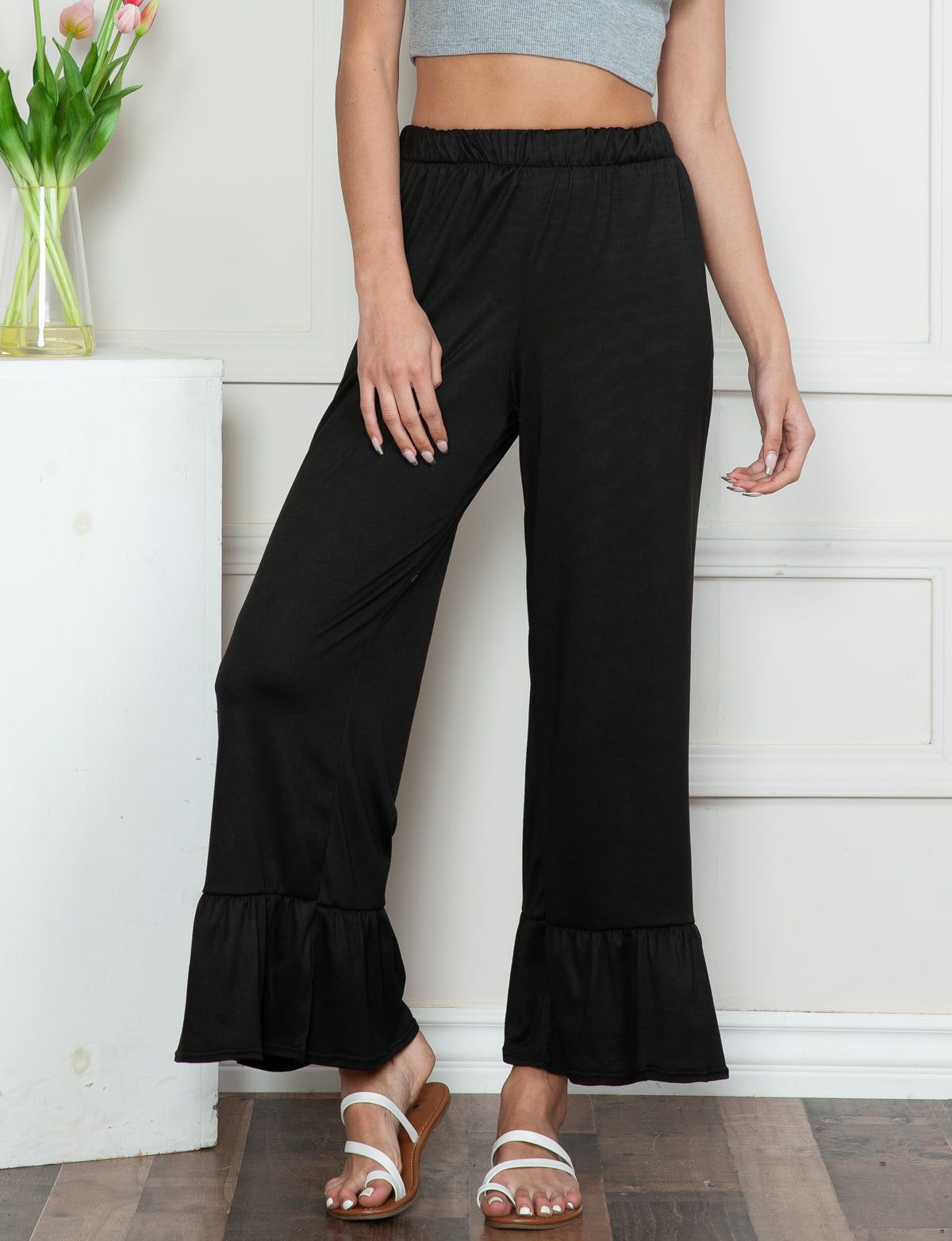 Ruffled Hem Lounge Flare Pants - Plus sold by Dress Barn