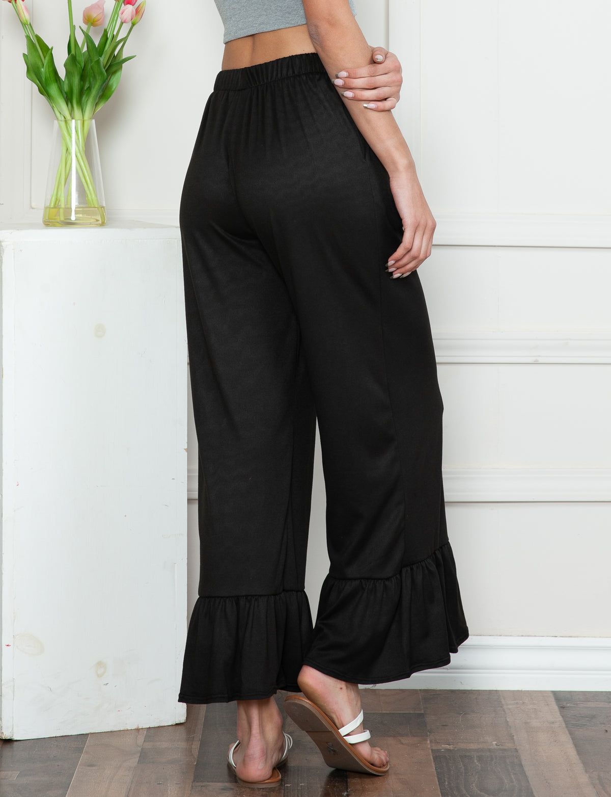 Ruffled Hem Lounge Flare Pants - Plus sold by Dress Barn product image thumbnail 3