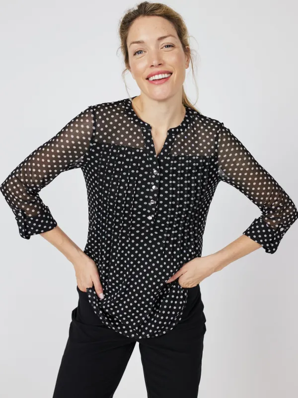 Roz & Ali Dot Mesh Popover sold by Dress Barn