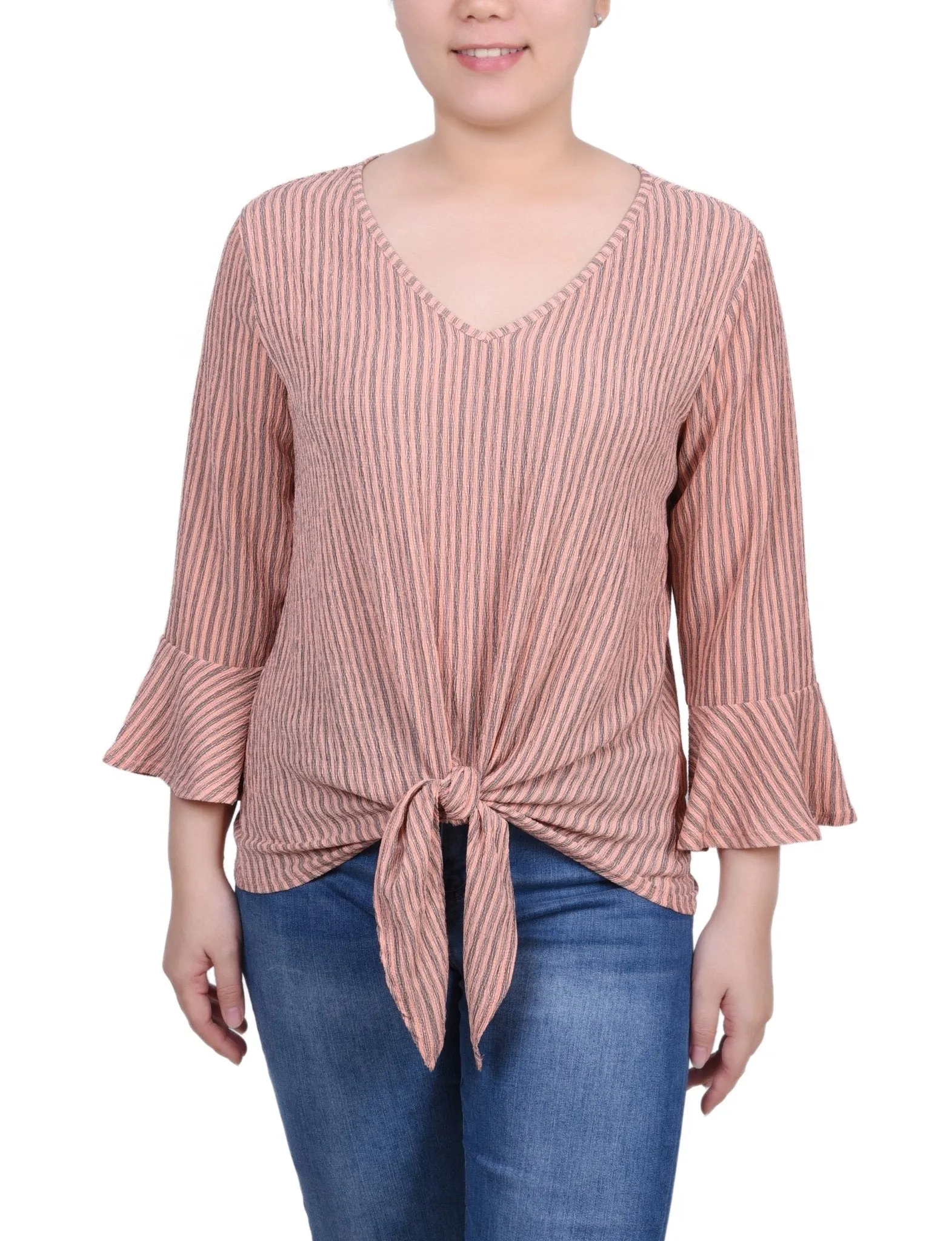 3/4 Length Bell Sleeve Textured Knit Top - Petite sold by Dress Barn product image thumbnail 5