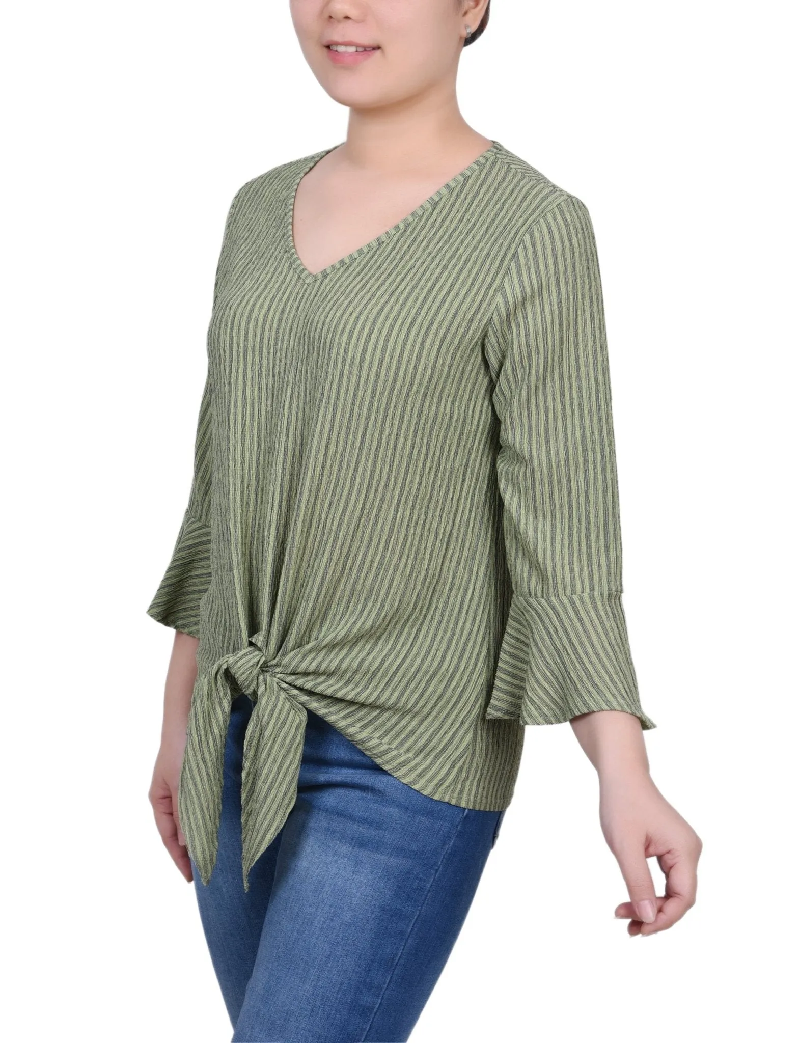 3/4 Length Bell Sleeve Textured Knit Top - Petite sold by Dress Barn product image thumbnail 2