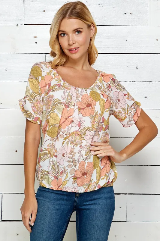 Sara Michelle Short Sleeve Ghost Crepe Blouse sold by Dress Barn