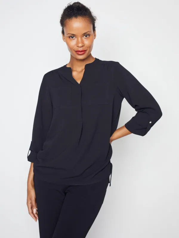 Roz & Ali 3/4 Sleeve Side Tie Popover Blouse sold by Dress Barn