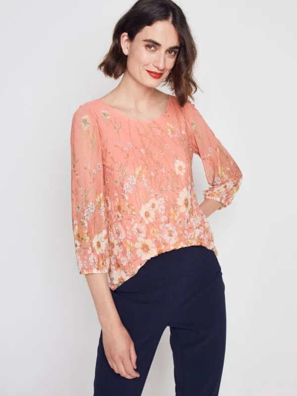 Roz & Ali Coral Border Print Blouse sold by Dress Barn
