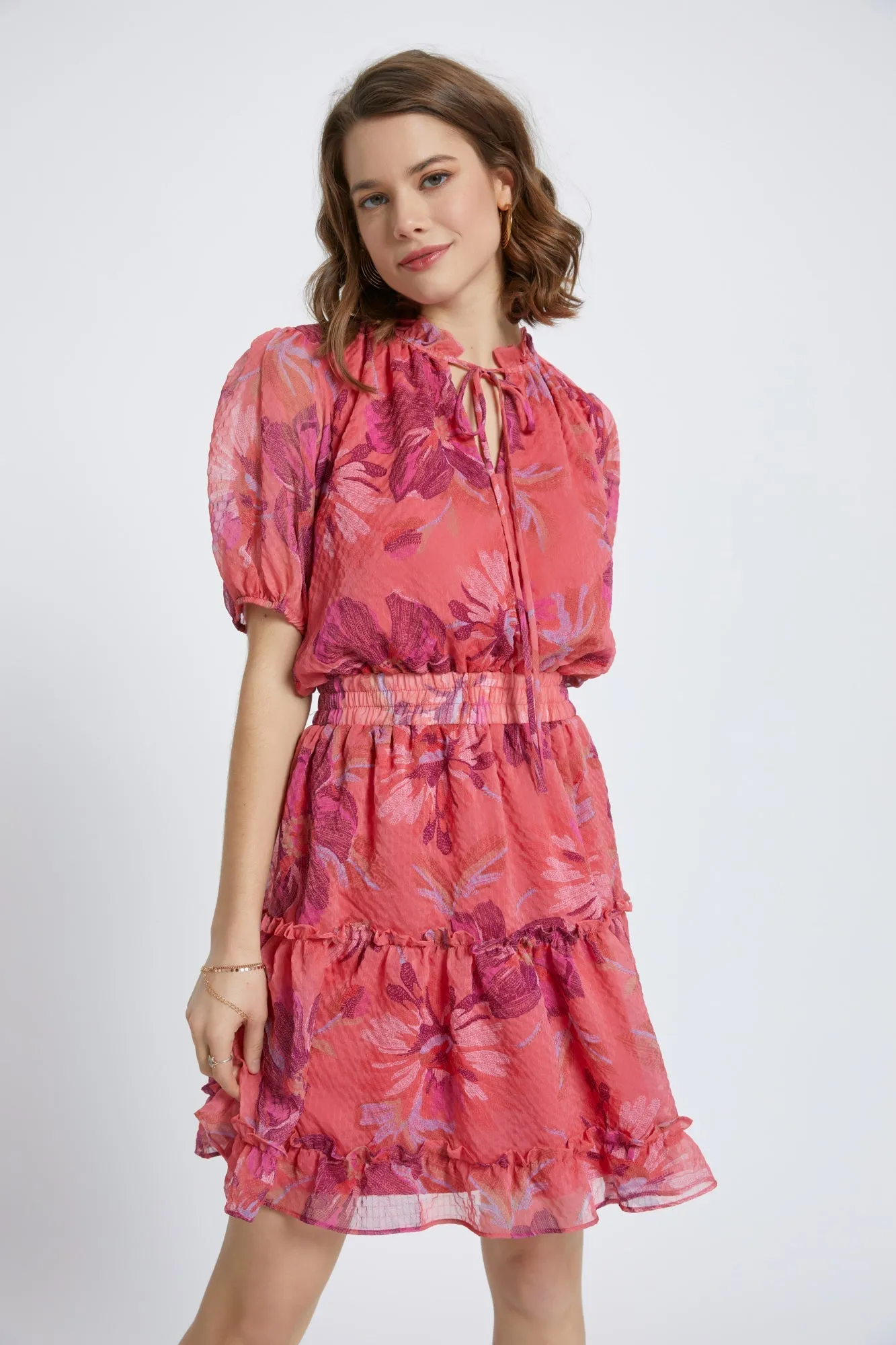 Floral Big floral print dress with layered hem sold by Dress Barn product image thumbnail 4