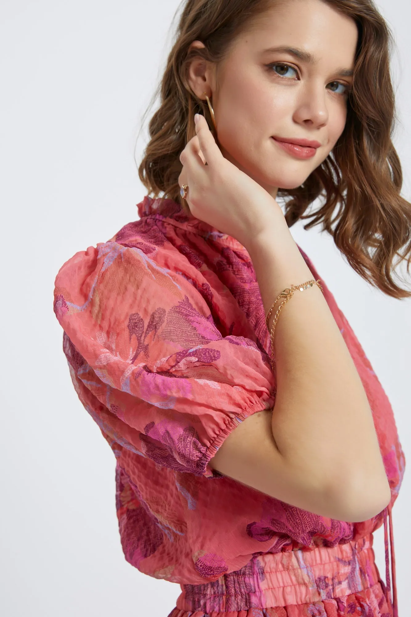 Floral Big floral print dress with layered hem sold by Dress Barn product image thumbnail 2