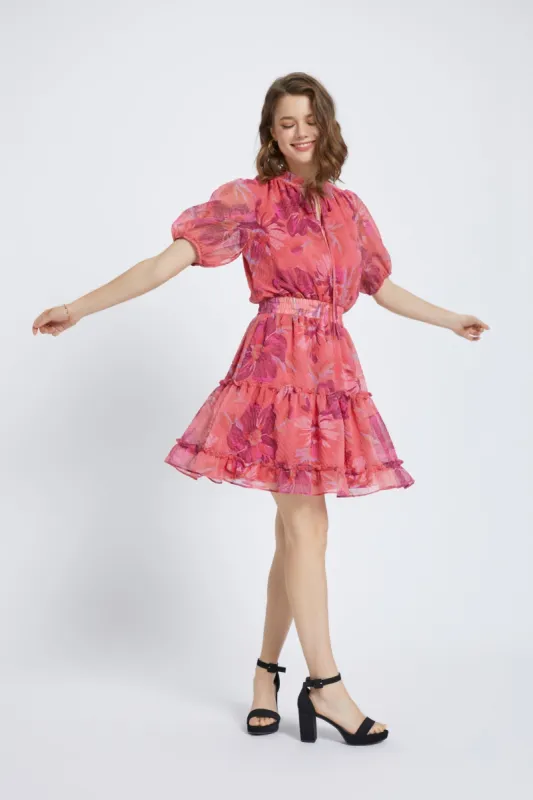 Floral Big floral print dress with layered hem sold by Dress Barn