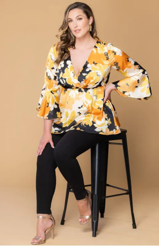 Honey Satin Bell Sleeve Top - Plus sold by Dress Barn