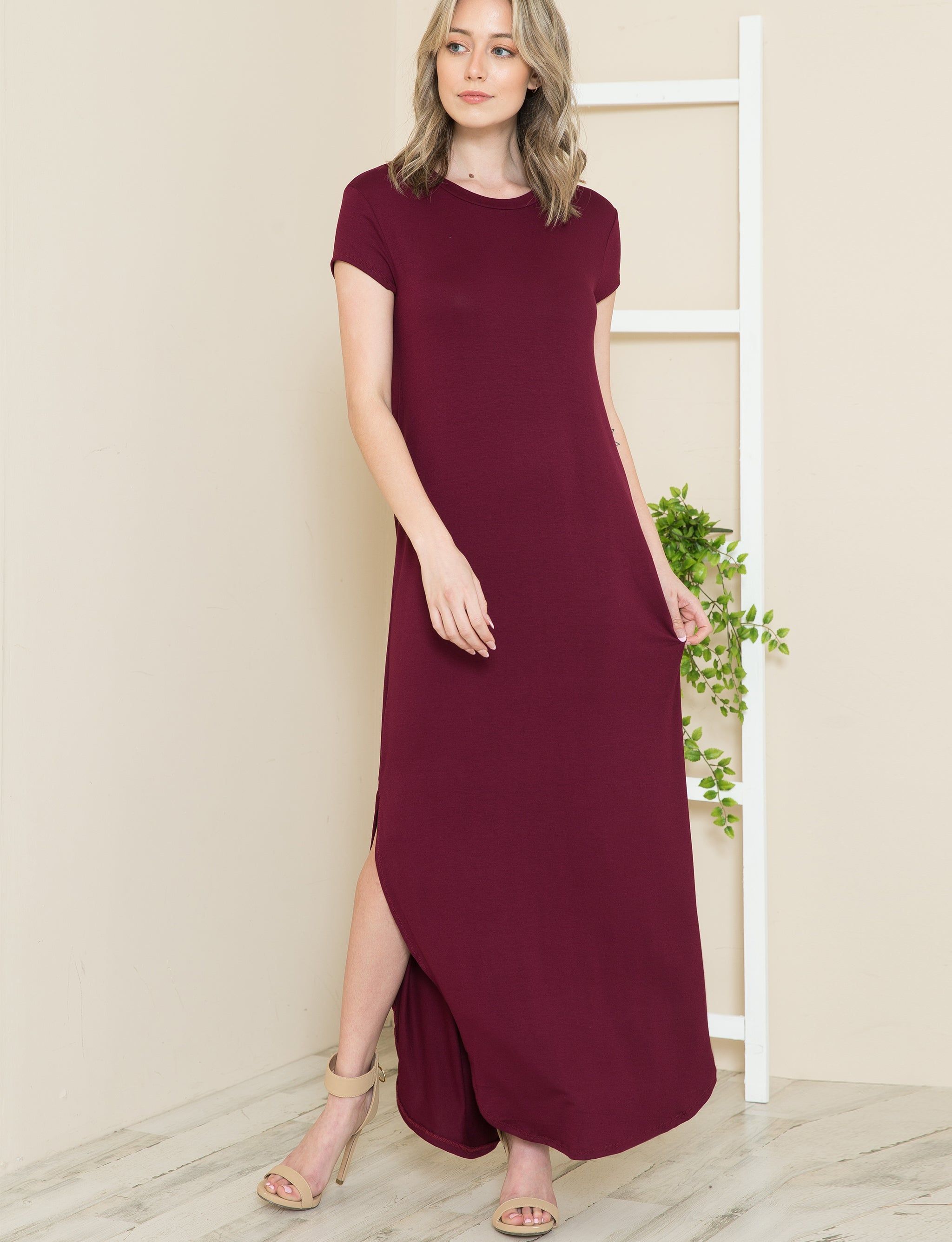 Soft Sleeve Maxi Dress With Side Slit sold by Dress Barn product image thumbnail 5