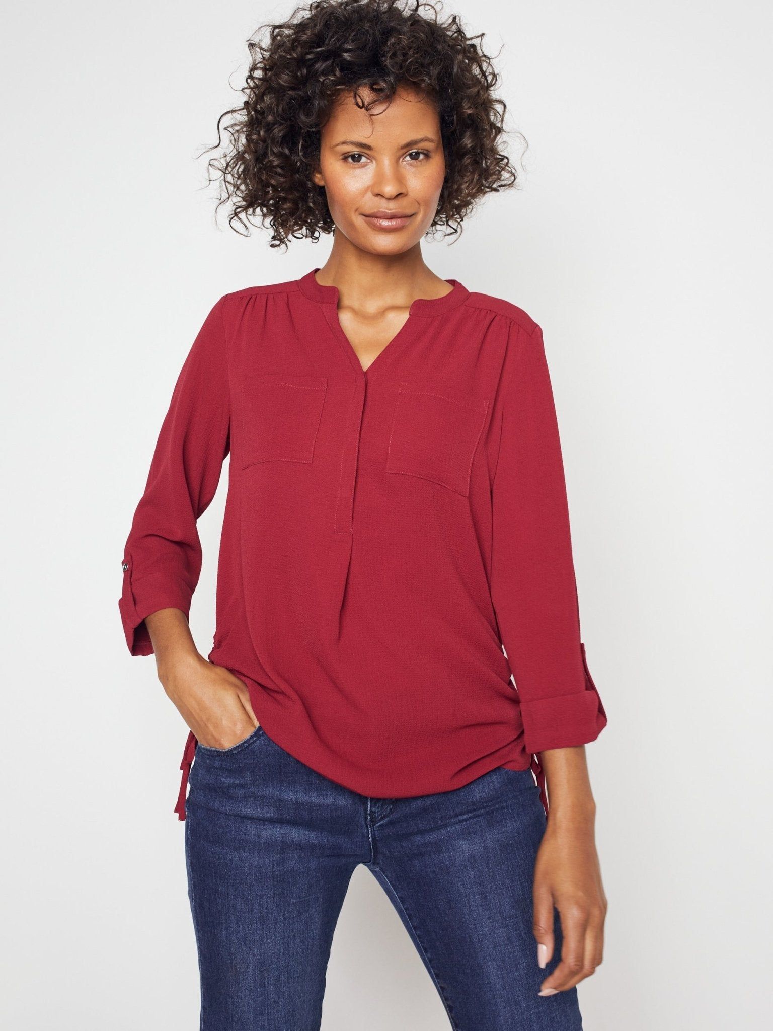 Roz & Ali 3/4 Sleeve Side Tie Popover Blouse sold by Dress Barn product image thumbnail 5
