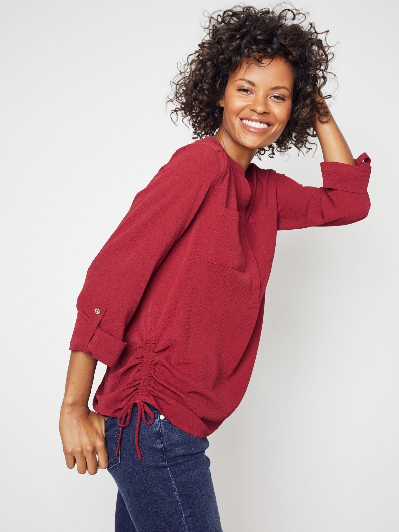 Roz & Ali 3/4 Sleeve Side Tie Popover Blouse sold by Dress Barn product image thumbnail 4