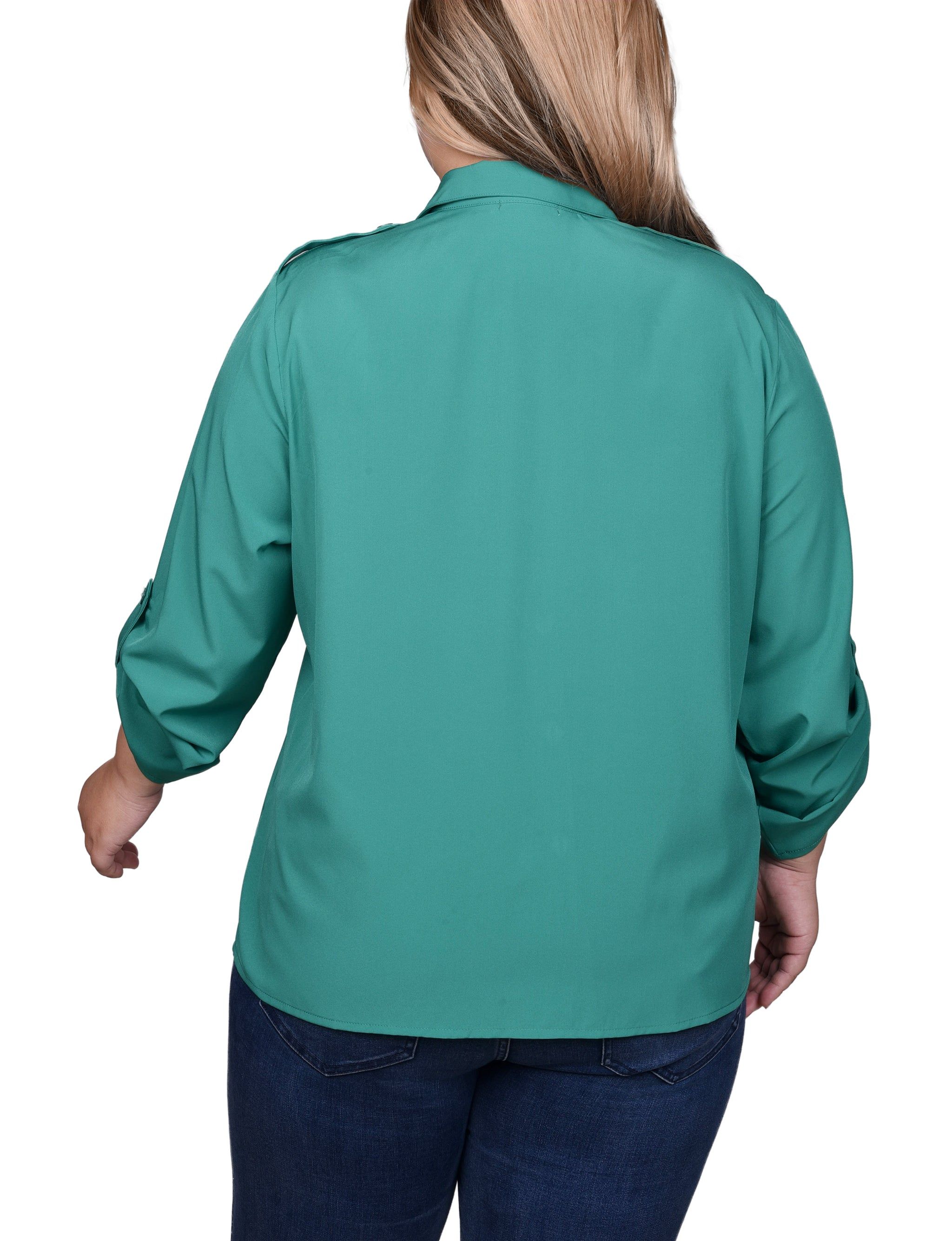 NY Collection 3/4 Sleeve Roll Tab Blouse - Plus sold by Dress Barn product image thumbnail 4