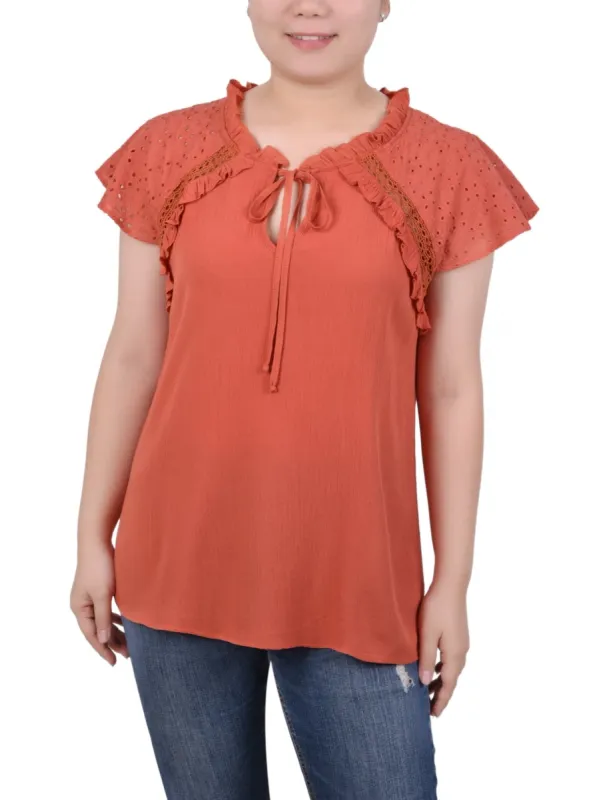 Eyelet Sleeve Blouse - Petite sold by Dress Barn