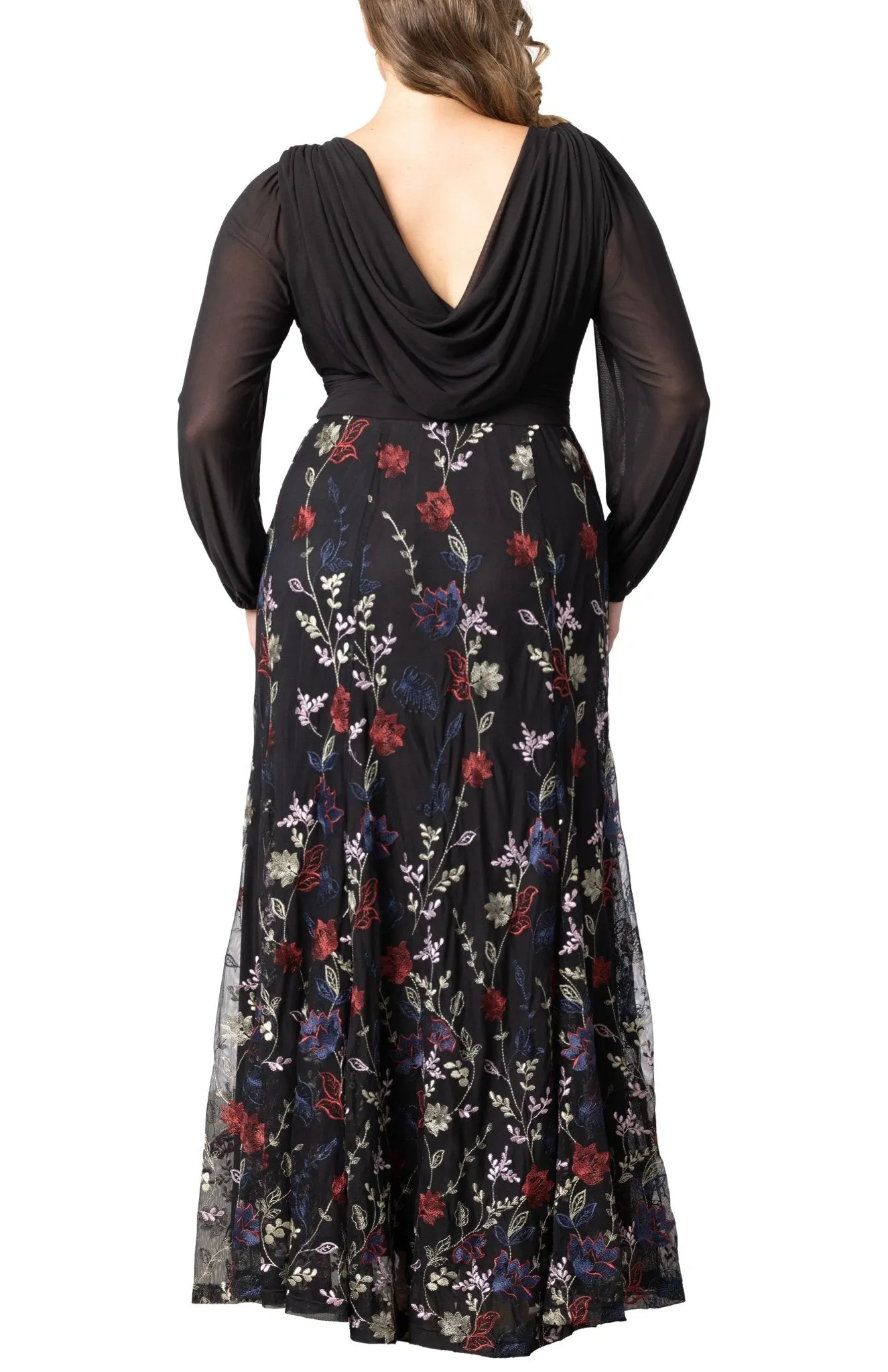 Isabella Embroidered Mesh Gown - Black - Plus sold by Dress Barn product image thumbnail 3