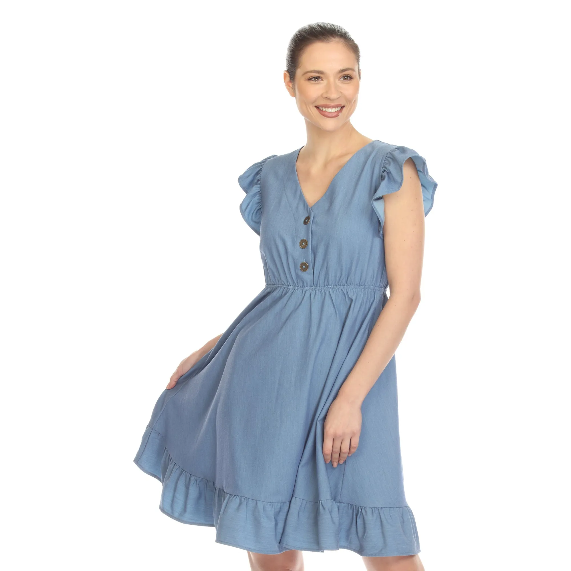 Ruffle Sleeve Knee-Length Dress sold by Dress Barn
