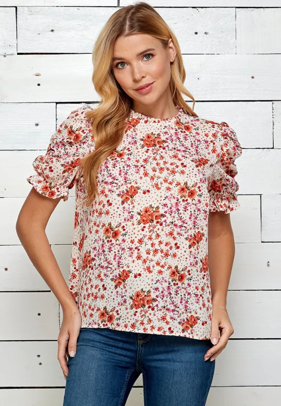 Sara Michelle Short Sleeve Georgette Print Blouse sold by Dress Barn