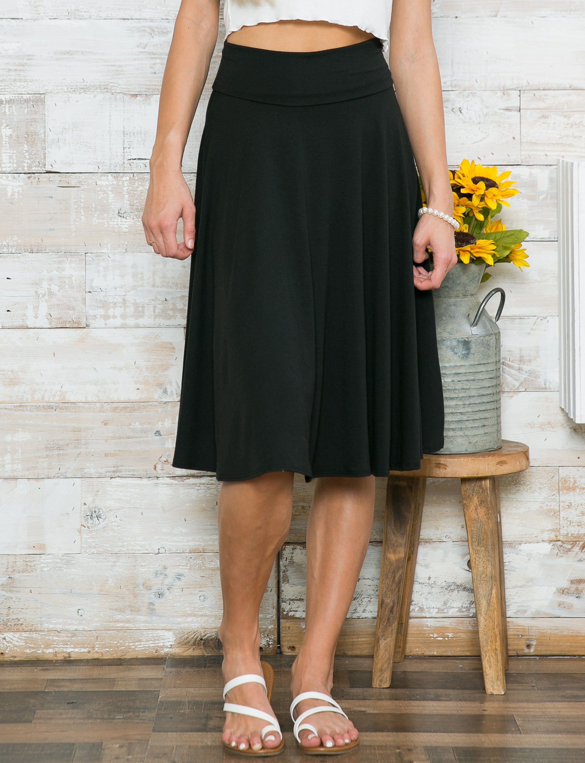 High Waisted Flattering Midi Skirt - Plus sold by Dress Barn