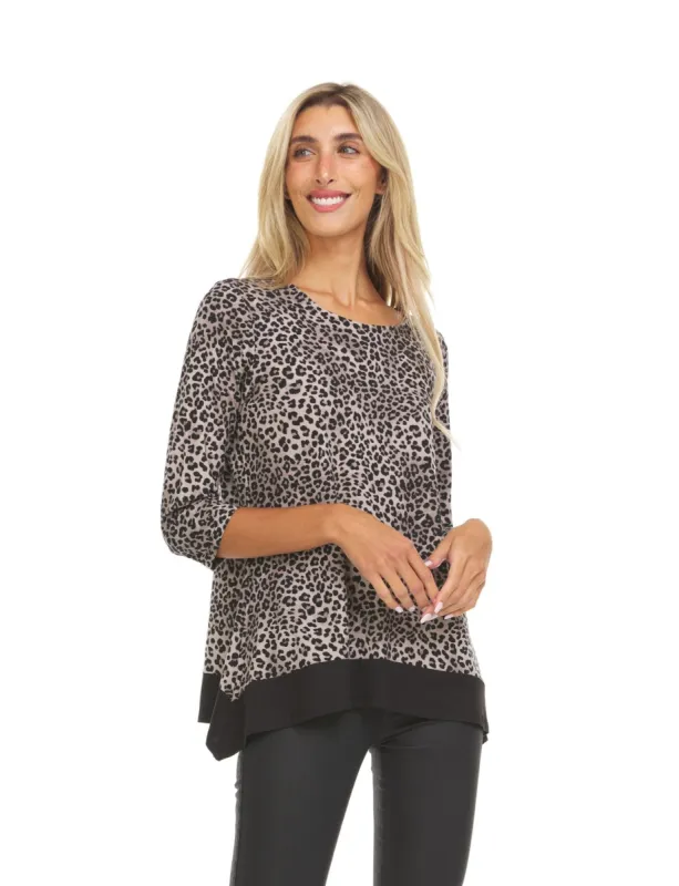 Leopard Print Tunic Top With Solid Color Handkerchief Bottom made by Dress Barn