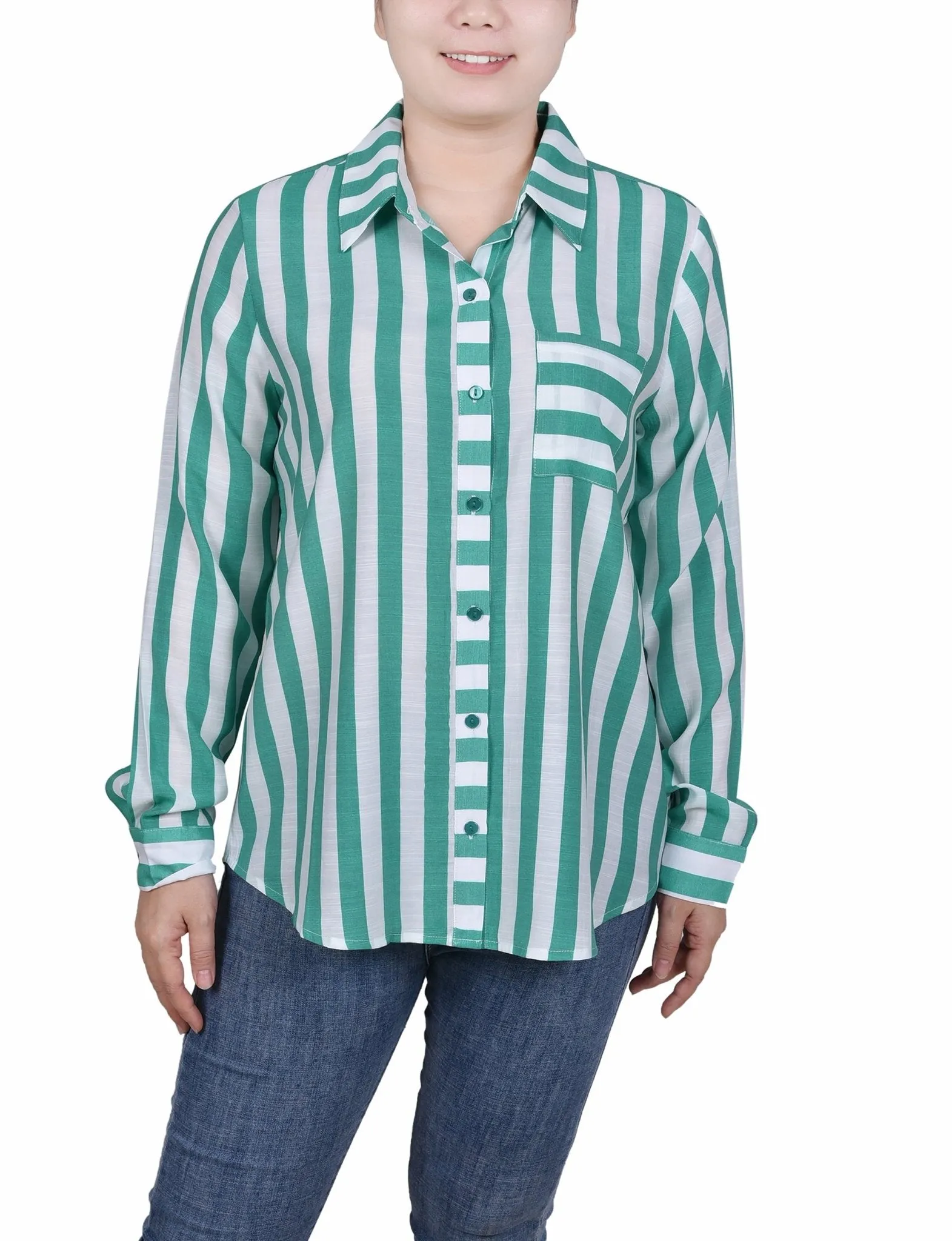 Long Sleeve Striped Blouse - Petite sold by Dress Barn product image thumbnail 4