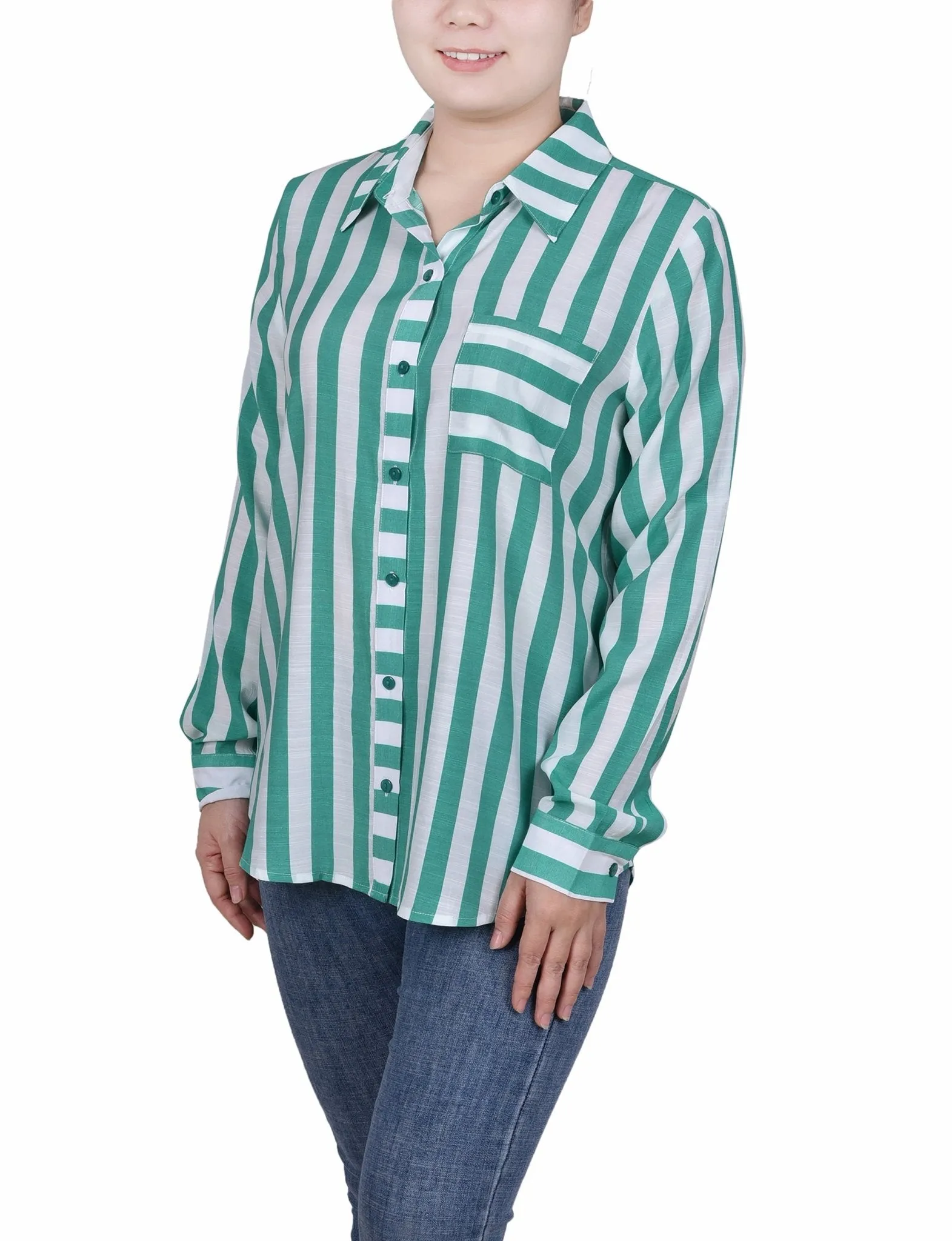 Long Sleeve Striped Blouse - Petite sold by Dress Barn product image thumbnail 5