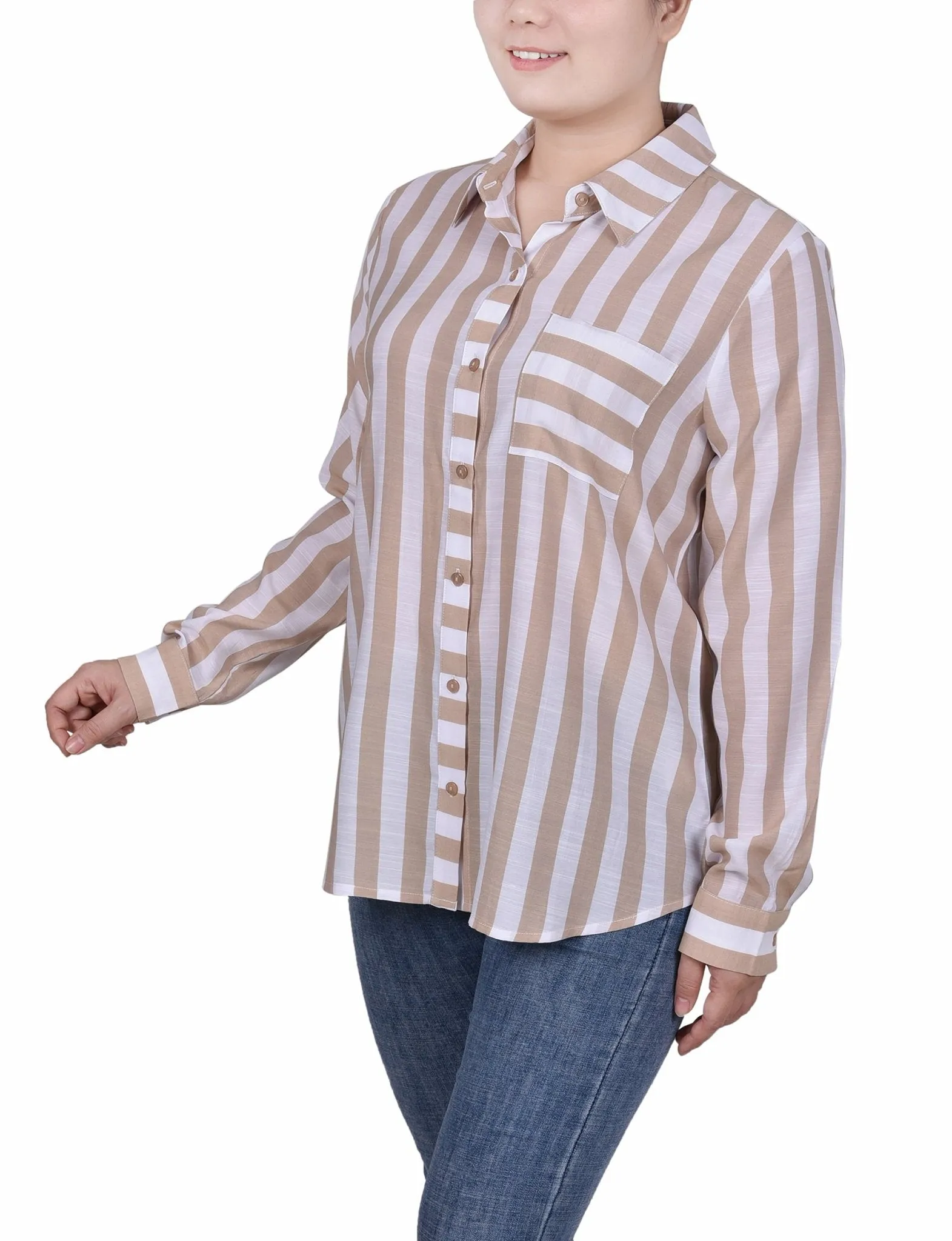 Long Sleeve Striped Blouse - Petite sold by Dress Barn product image thumbnail 2