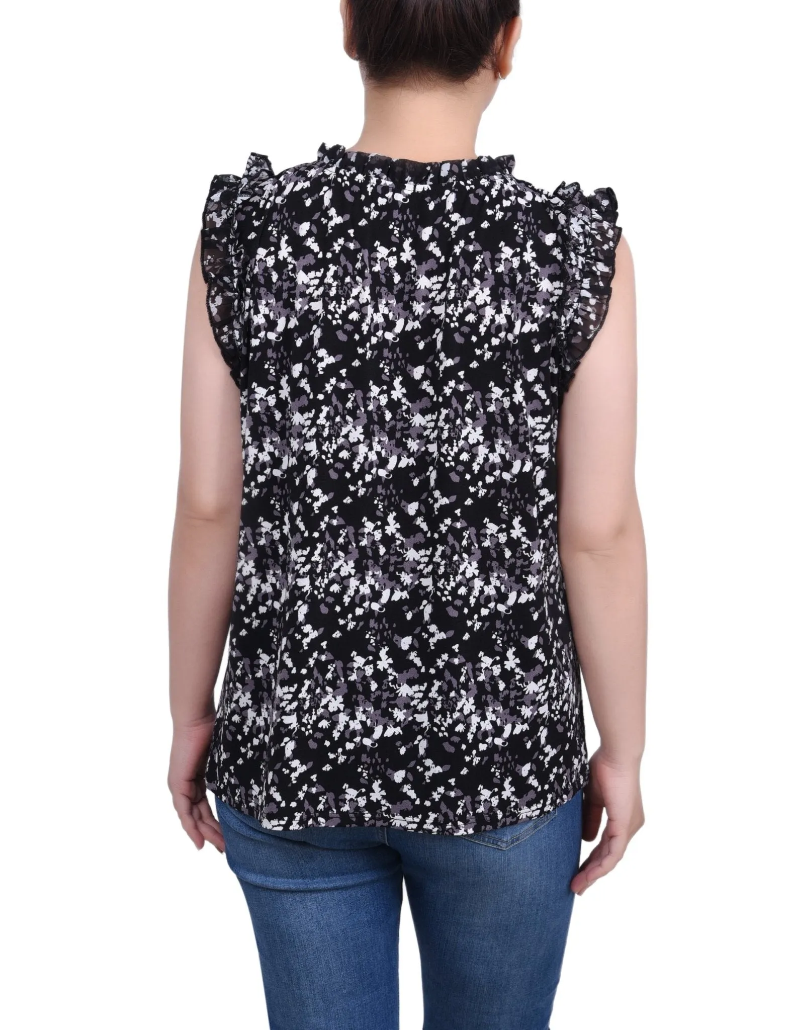 Sleeveless Crepe Top With Chiffon Ruffles - Petite sold by Dress Barn product image thumbnail 4