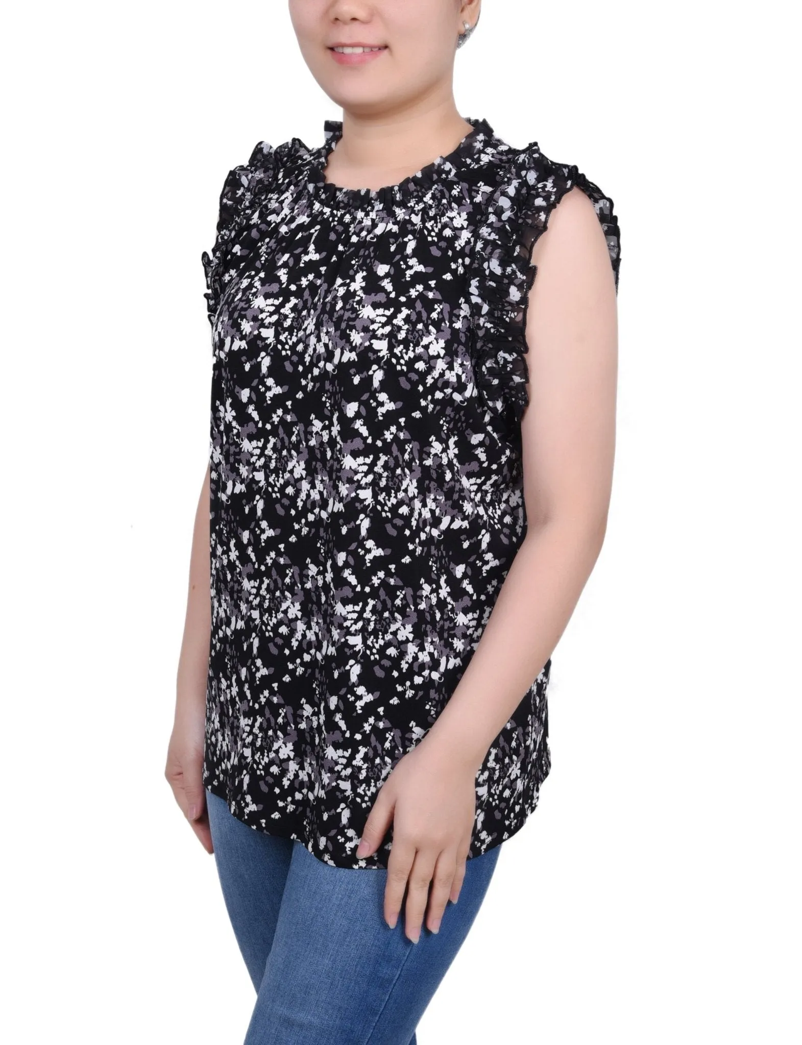Sleeveless Crepe Top With Chiffon Ruffles - Petite sold by Dress Barn product image thumbnail 2