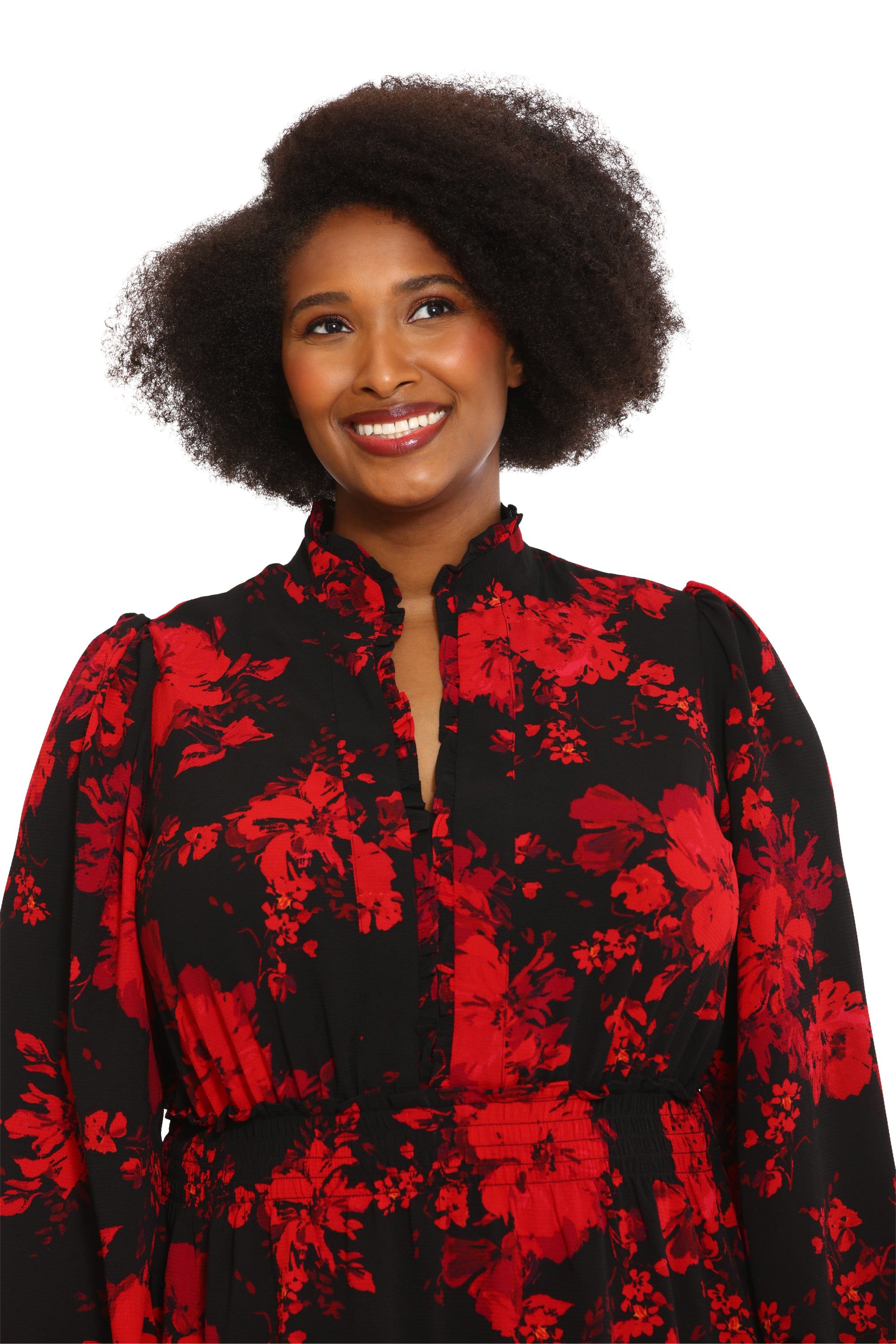 Floral Smocked Waist Ruffle Bodice Tiered Dress - Plus sold by Dress Barn product image thumbnail 3