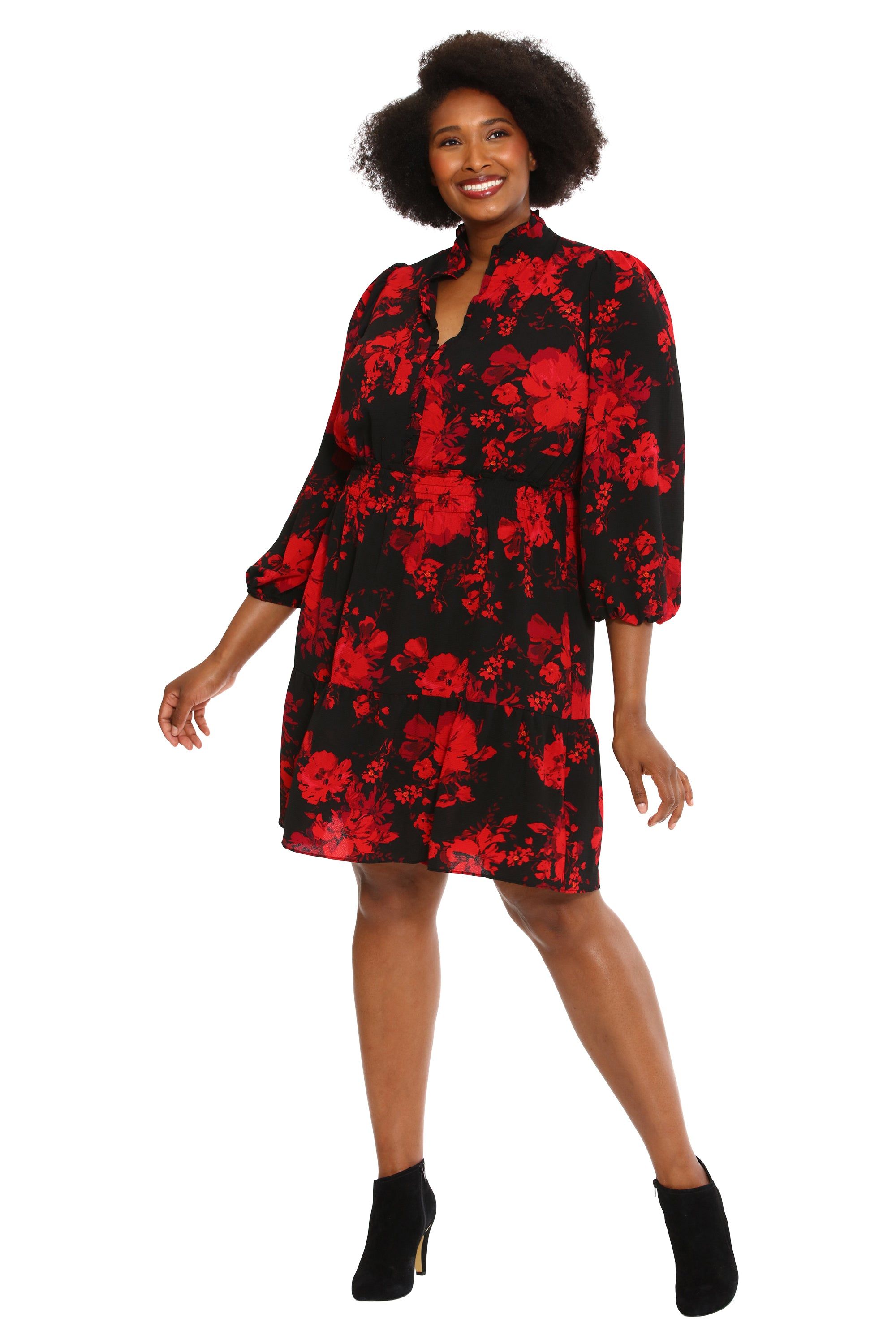 Floral Smocked Waist Ruffle Bodice Tiered Dress - Plus sold by Dress Barn product image thumbnail 2