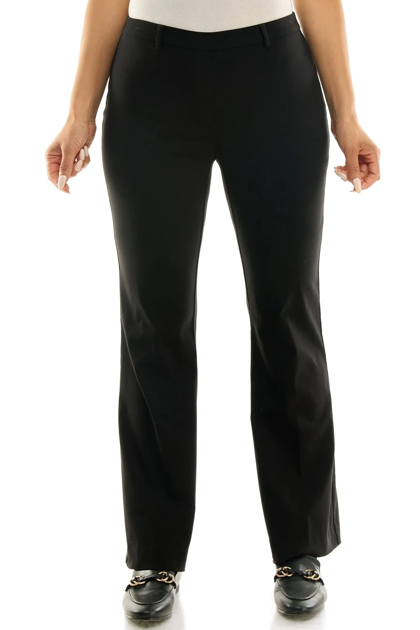 Slim Leg Pants with Flared Opening at Bottom sold by Dress Barn