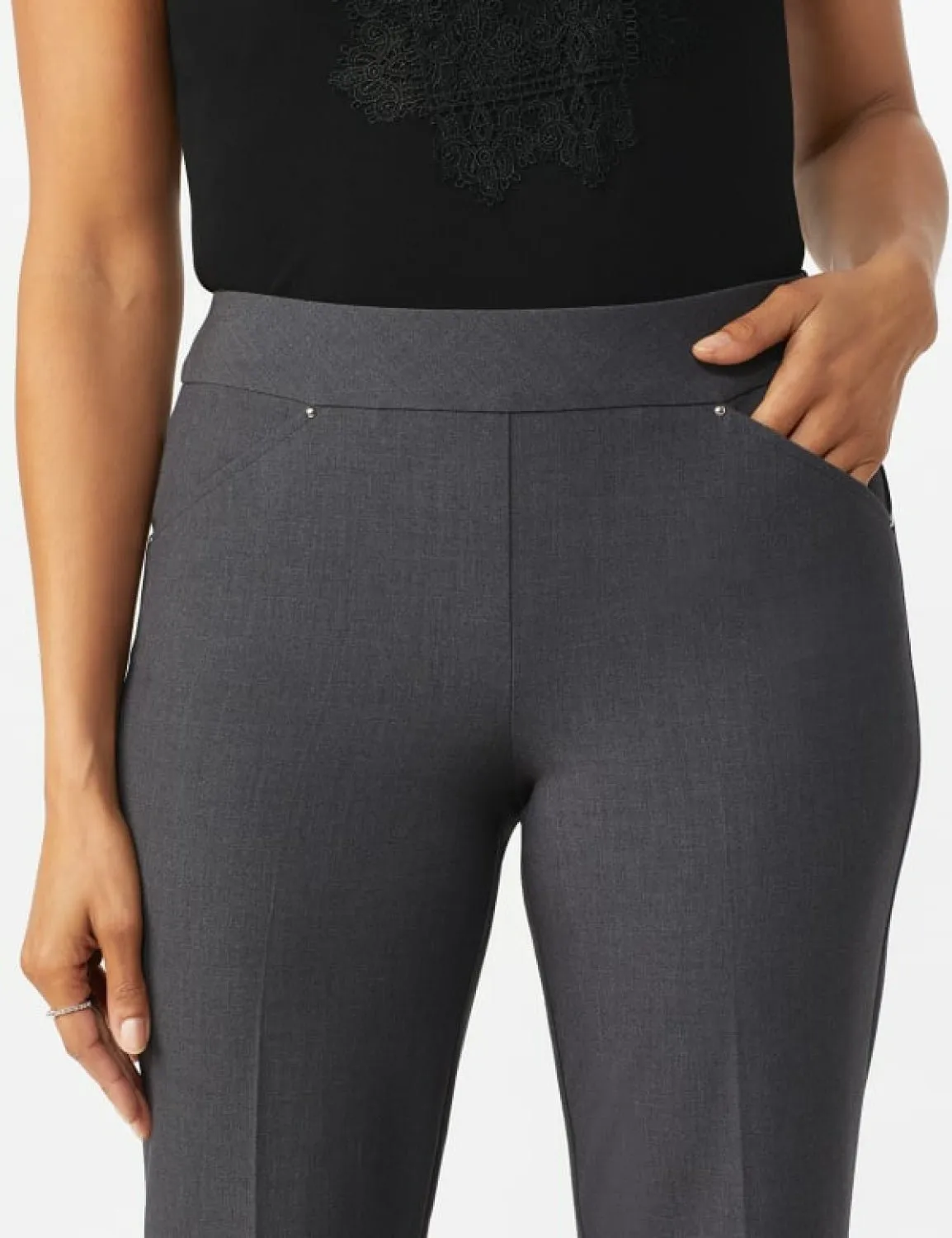 Roz & Ali Secret Agent Pull On Tummy Control Pants Cateye Pockets with Rivets sold by Dress Barn product image thumbnail 5