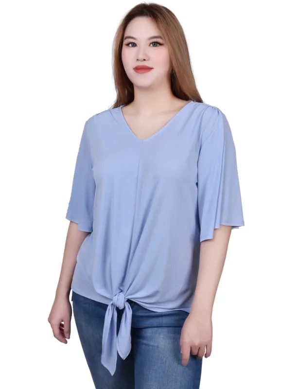 Elbow Sleeve Tie-Front Top sold by Dress Barn