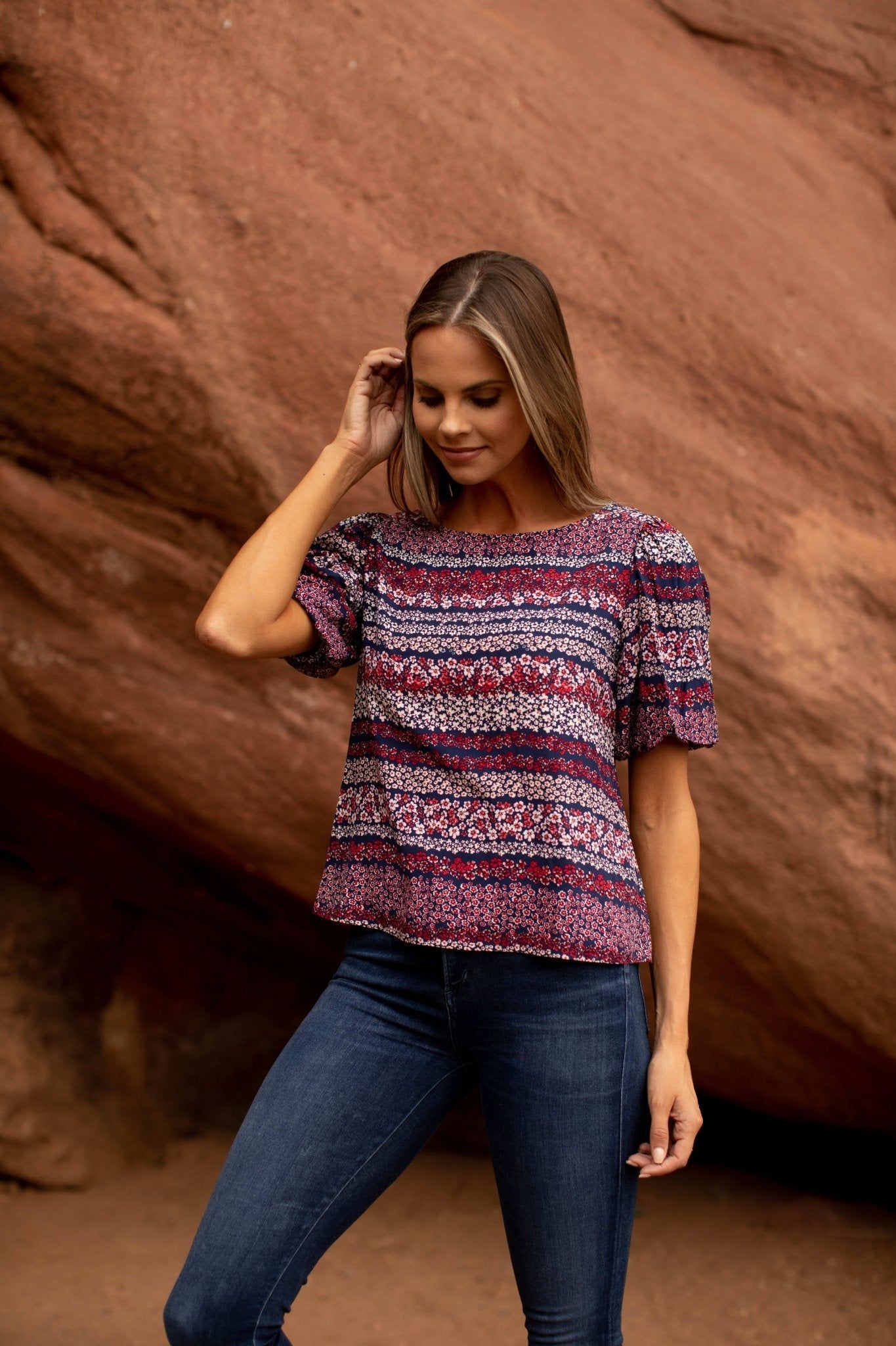 Westport Bubble Sleeve Keyhole Button Back Blouse sold by Dress Barn product image thumbnail 4