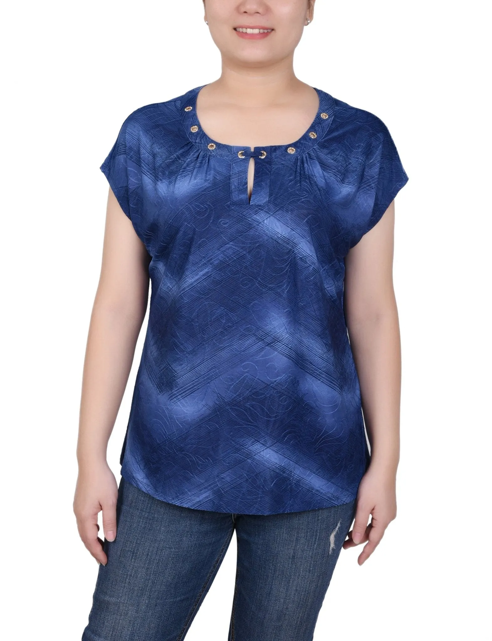 Extended Sleeve Top With Grommets - Petite sold by Dress Barn product image thumbnail 4