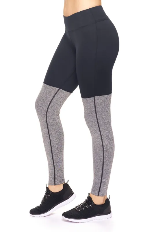 Airstretch Mid-Rise Heather Colorblock Leggings with Pocket - Plus sold by Dress Barn