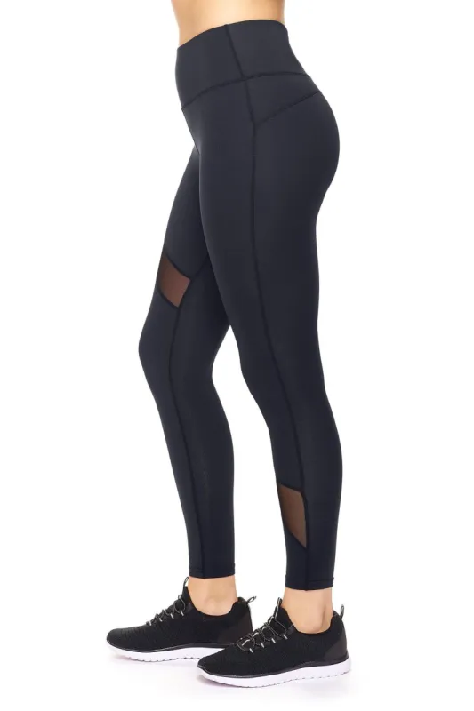 Airstretch High-Waist Asymmetric Mesh Panel Leggings with Pocket sold by Dress Barn