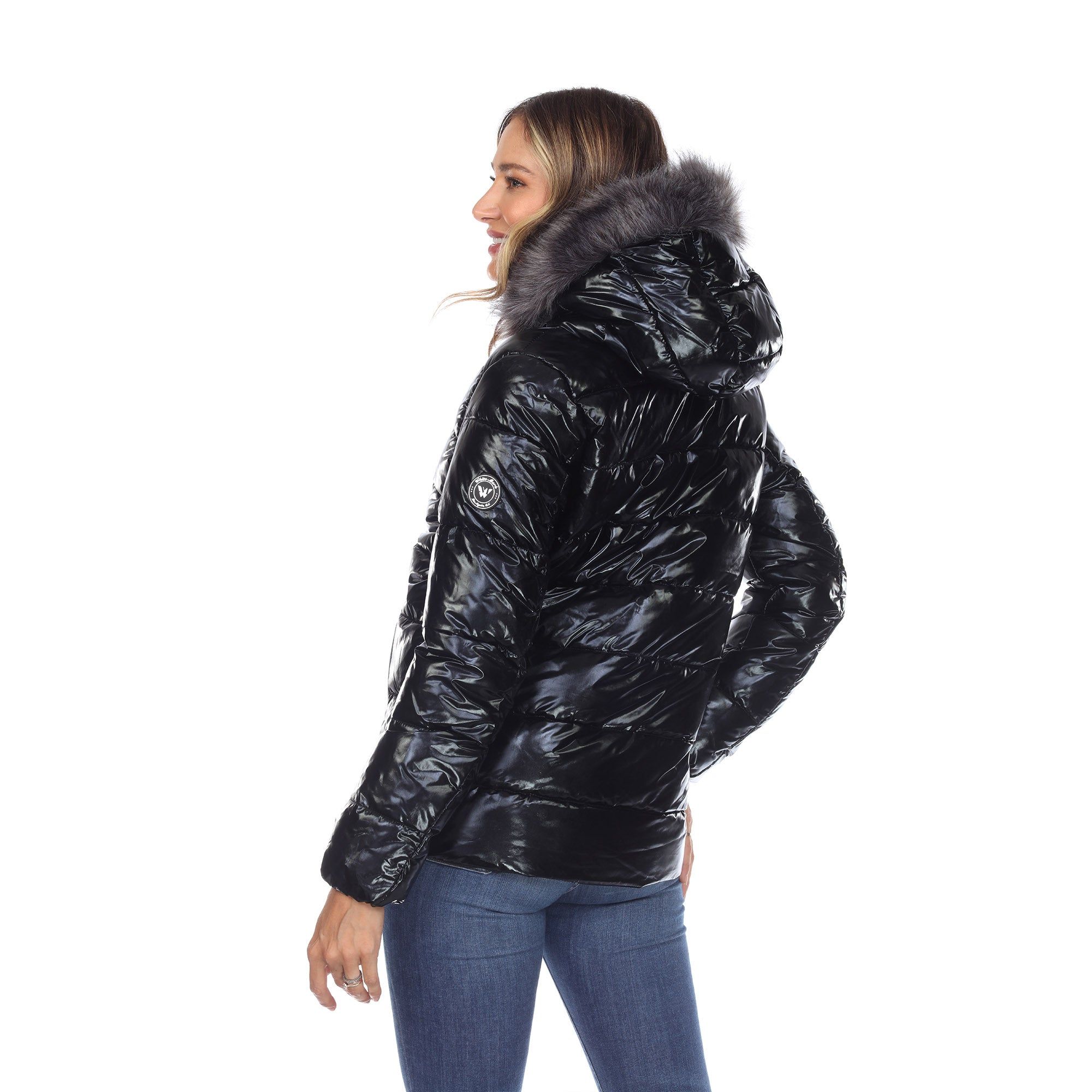 Women's Metallic Puffer Coat with Hoodie sold by Dress Barn product image thumbnail 3