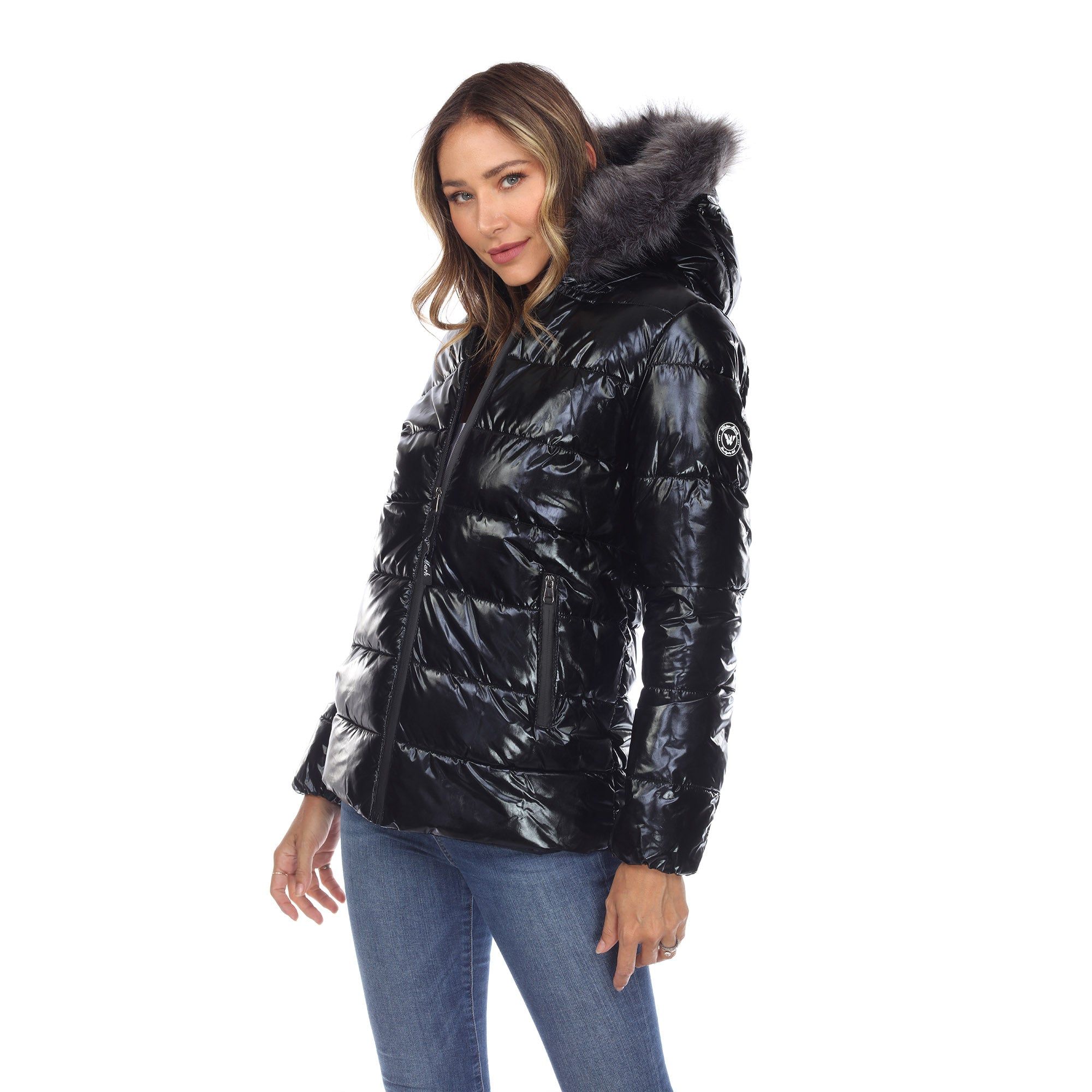 Women's Metallic Puffer Coat with Hoodie sold by Dress Barn product image thumbnail 2