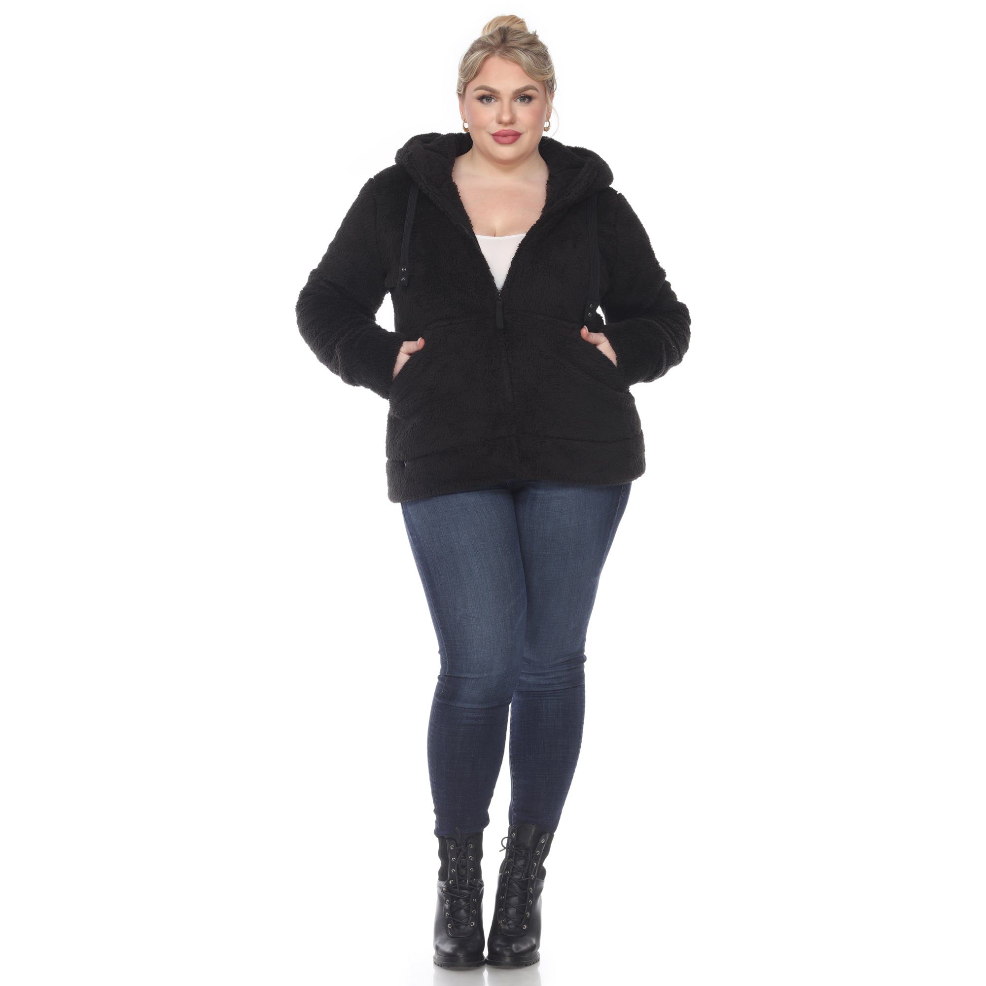Hooded Sherpa Jacket - Plus sold by Dress Barn product image thumbnail 4